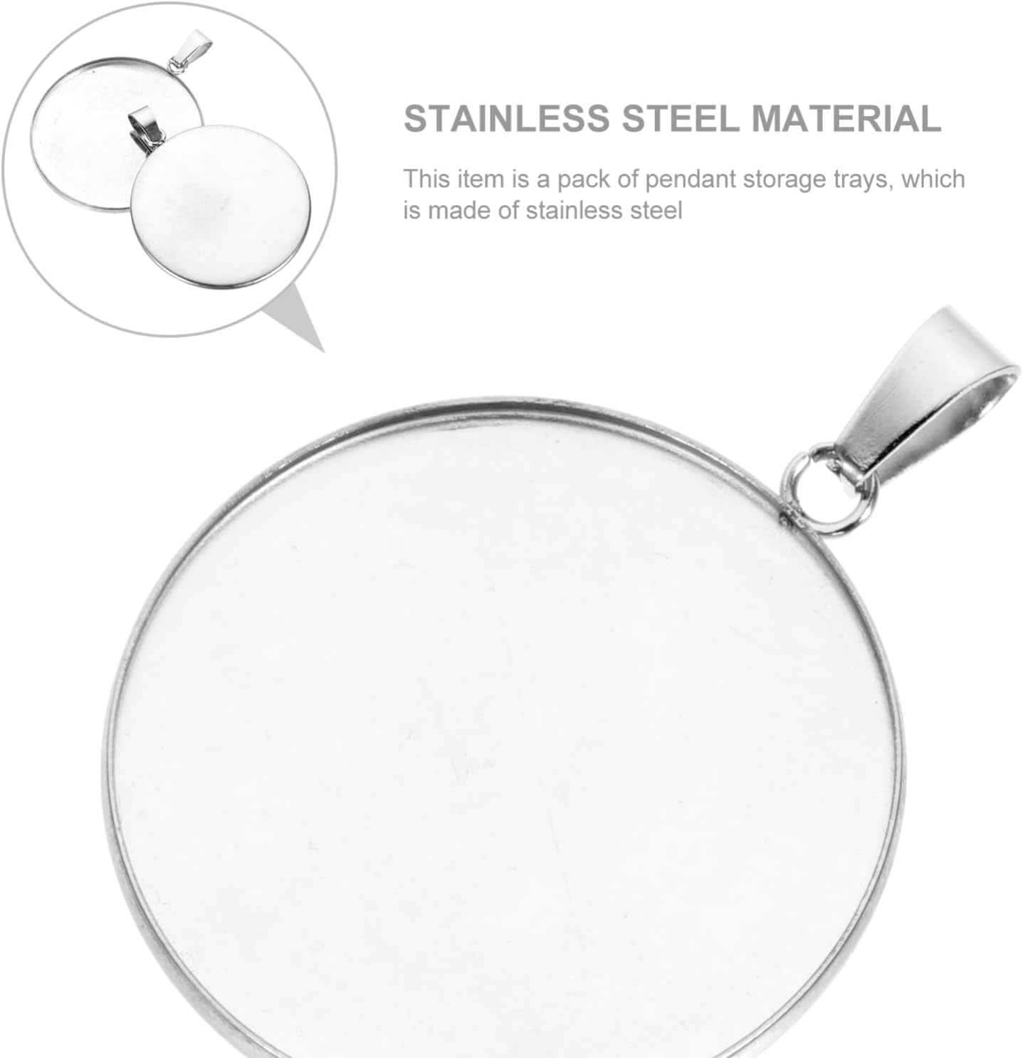 TEHAUX 20Pcs Stainless Steel round Pendant Trays Kit for DIY Jewelry Making, 30Mm Silver Bezel Settings for Neck Chains and Necklaces image number 1