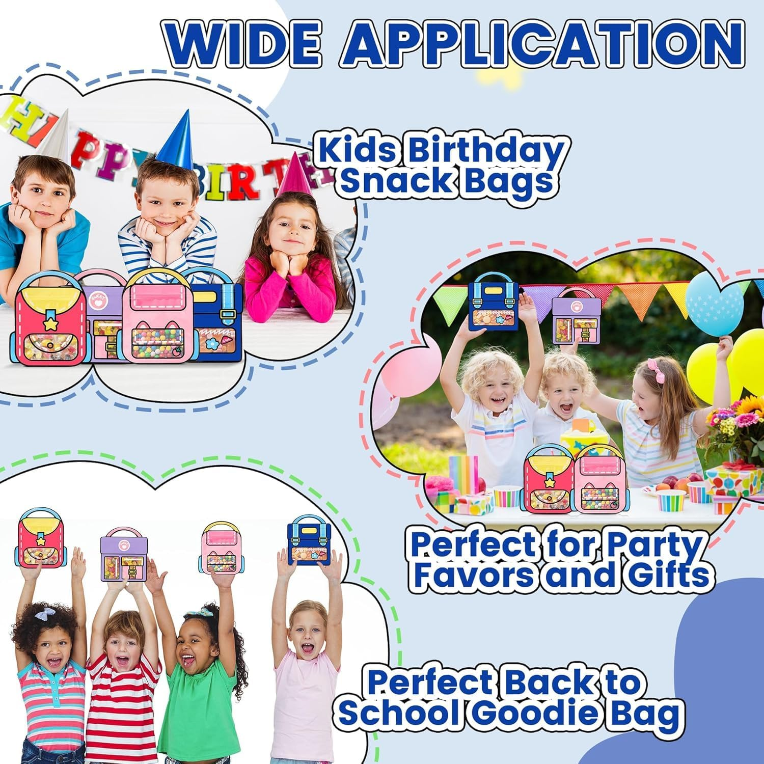 20 Pcs Reusable Party Favour Bags - Print with Handles | Ziplock Eco Goodie Bags for Birthdays, Beach Parties & Bush,Christmas Halloween Candy Bags image number 6