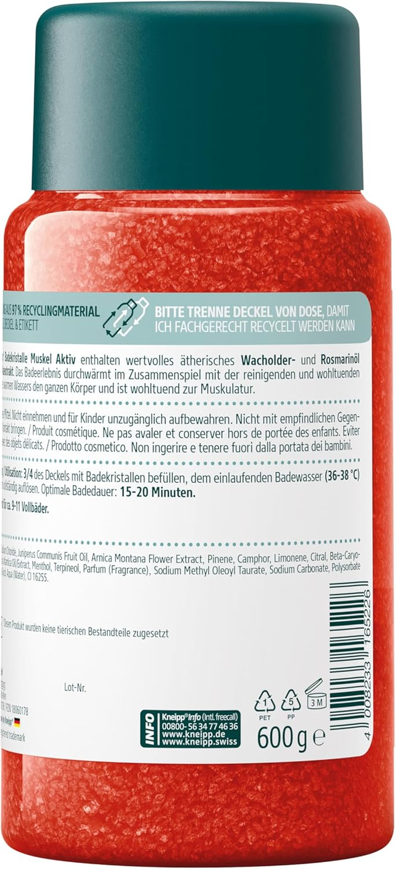 Kneipp Bath Crystals Sport Recovery &ndash; Valuable Essential Juniper, Winter Green & Rosemary Oil &ndash; Warming & Soothing for Muscles &ndash; 600 G image number 4