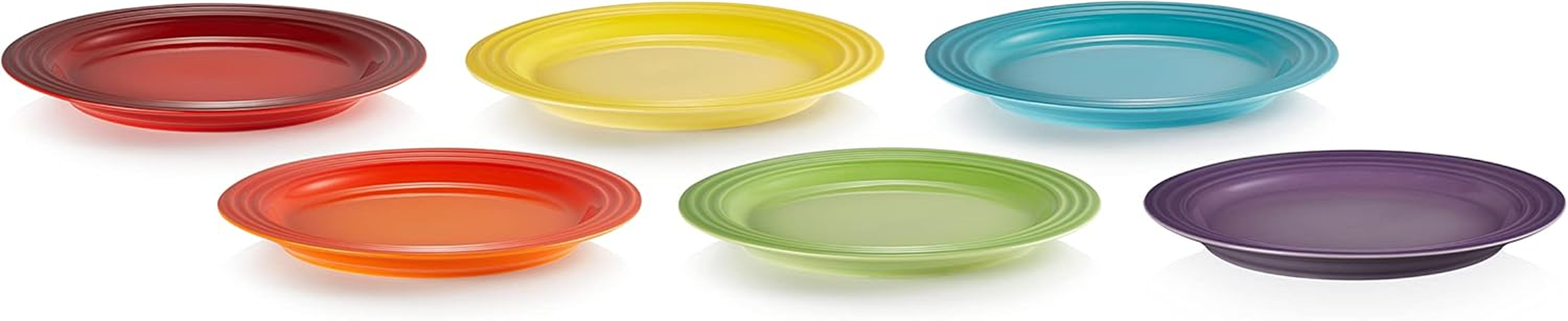 Le Creuset Stoneware Set of 6 Side Plates, 22 Cm, Rainbow, 79285228359006