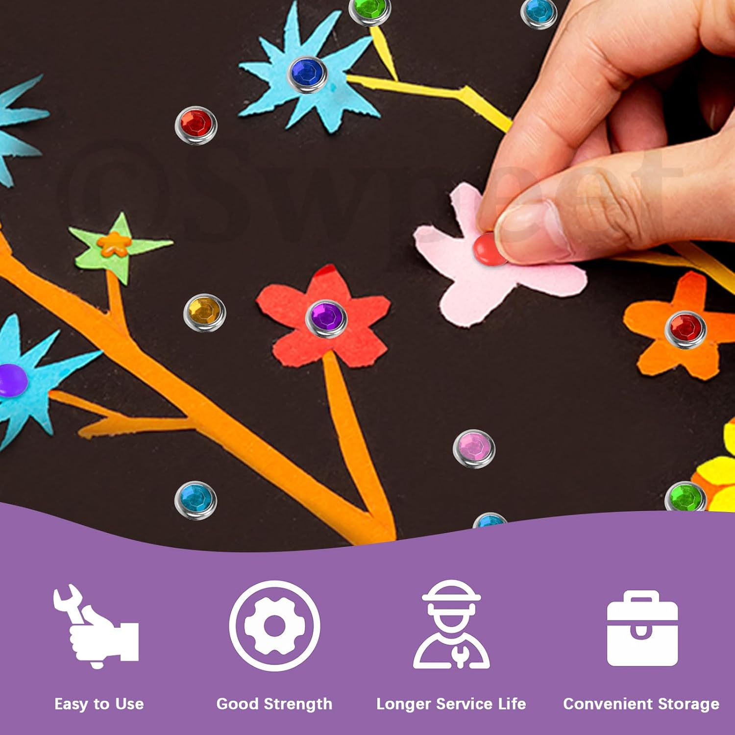 Swpeet 240 Sets 9 Styles and 5 Sizes Multicolor Split Pins Mini Brads Metal Brad with Hole Punch Assortment Kit, Metal Paper Brass Paper Fasteners Pastel Brads for Scrapbooking and Clothing Shoes image number 2