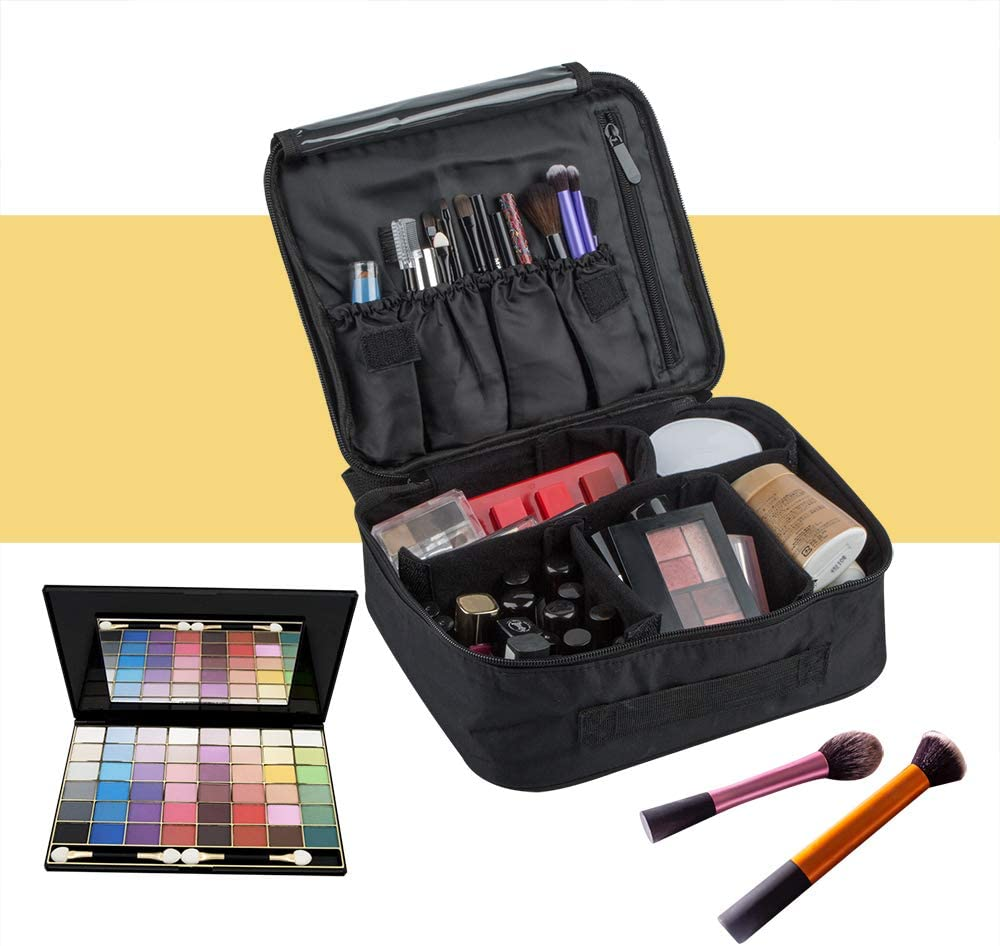 Travel Makeup Case, Sourceton Professional Cosmetic Makeup Bag Organizer Makeup Boxes with Spaced Cosmetic Bag image number 6
