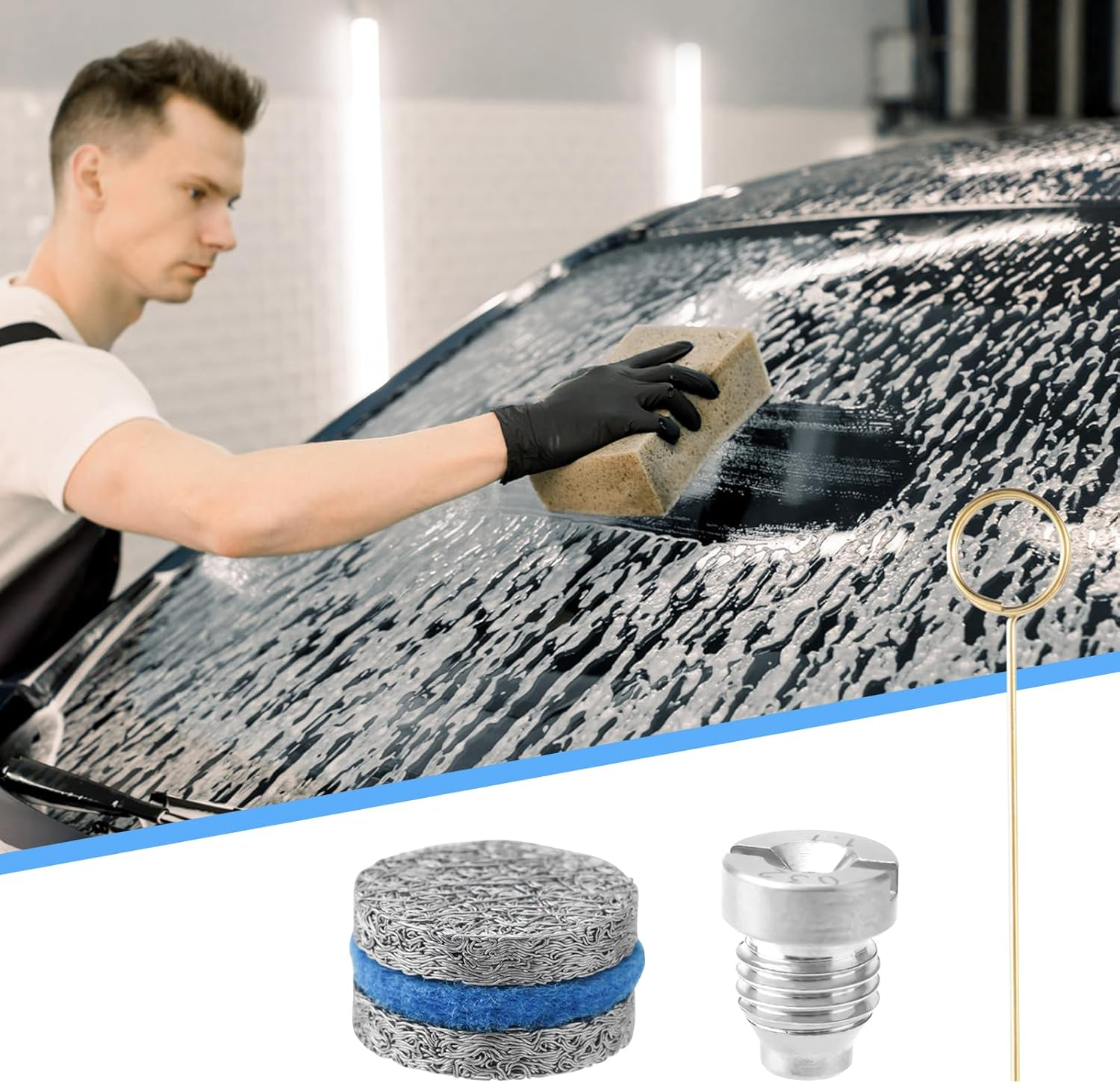 0.04In Foam Cannon Orifice Nozzle Tips, 3000 PSI Foam Cannon Nozzle Replacement Universal Foam Cannon Nozzle with 2 Foam Maker Mesh Cleaning Needle Cotton Pad for Snow Foam Lance image number 4