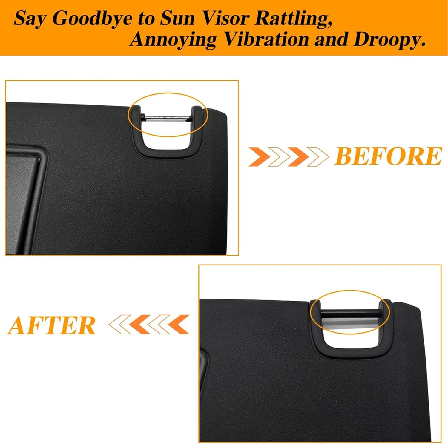 6 Pack Sun Visor Repair Kit,Compatible with -Jeep- Wrangler, JK JKU 2007-2017,Silicone Rubber Black Repair Tube,Driver & Passenger Side Sunvisor Repair Tube,Auto Parts