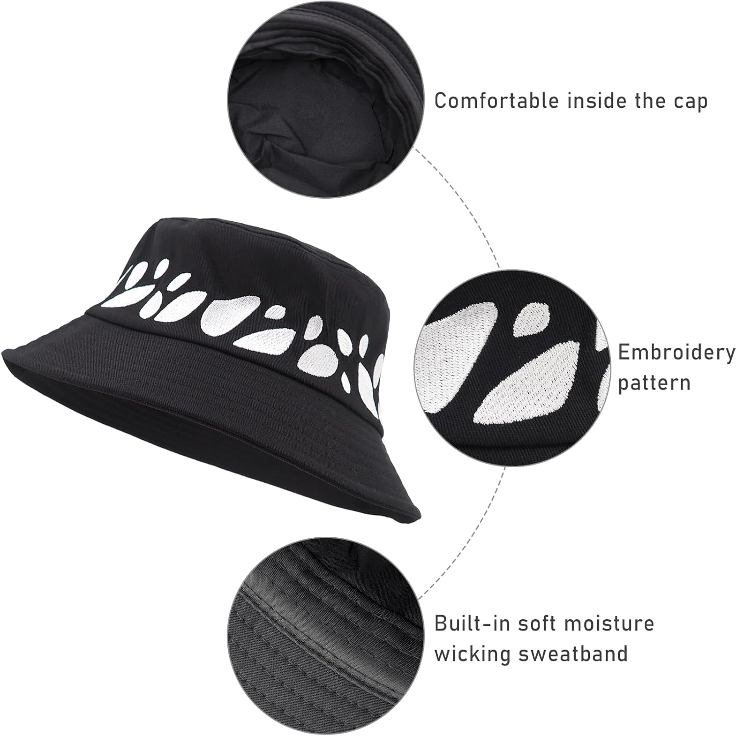 Novel Style Bucket Cosplay Hats Inspired for Men Women Fishing Hat and Summer Protection Hat | 360 Degree Outdoor Beach | UV Protection | Black, Black, One Size image number 3