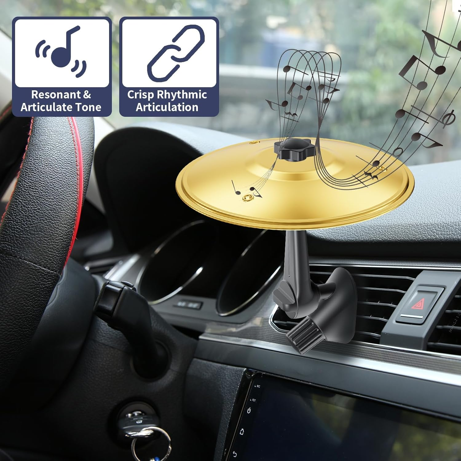 Car Cymbal, Car Air Vent Mini Drum Crash Cymbal for Car Vent, Make Your Driving More Fun, Suitable for All Types of Vehicles image number 5