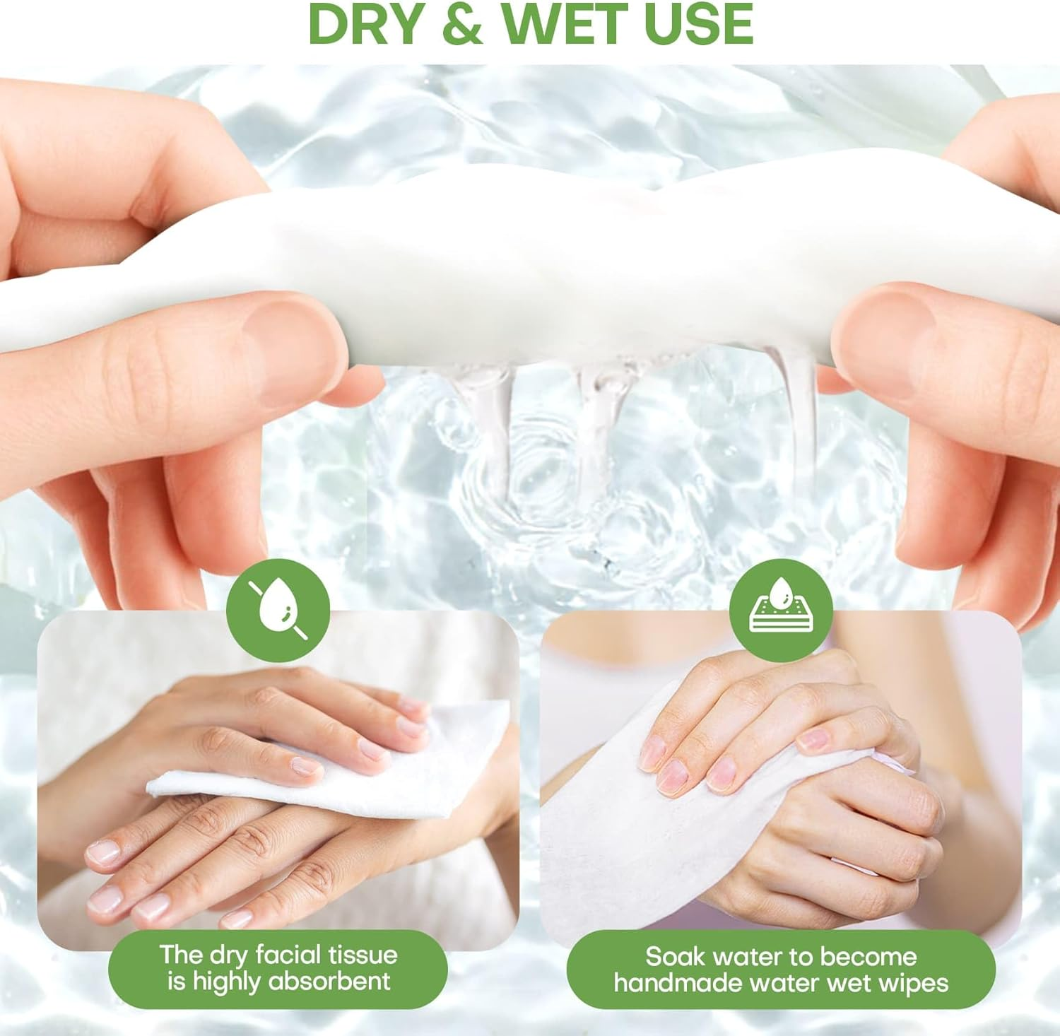 Compressed Towel Tablets for Travel 100 Pcs, Thicken 100% Cotton Disposable Face Towel Individually Wrapped, Compact Portable Mini Reusable Clean Washcloths for Camping Gym Home Beauty(Green) image number 2