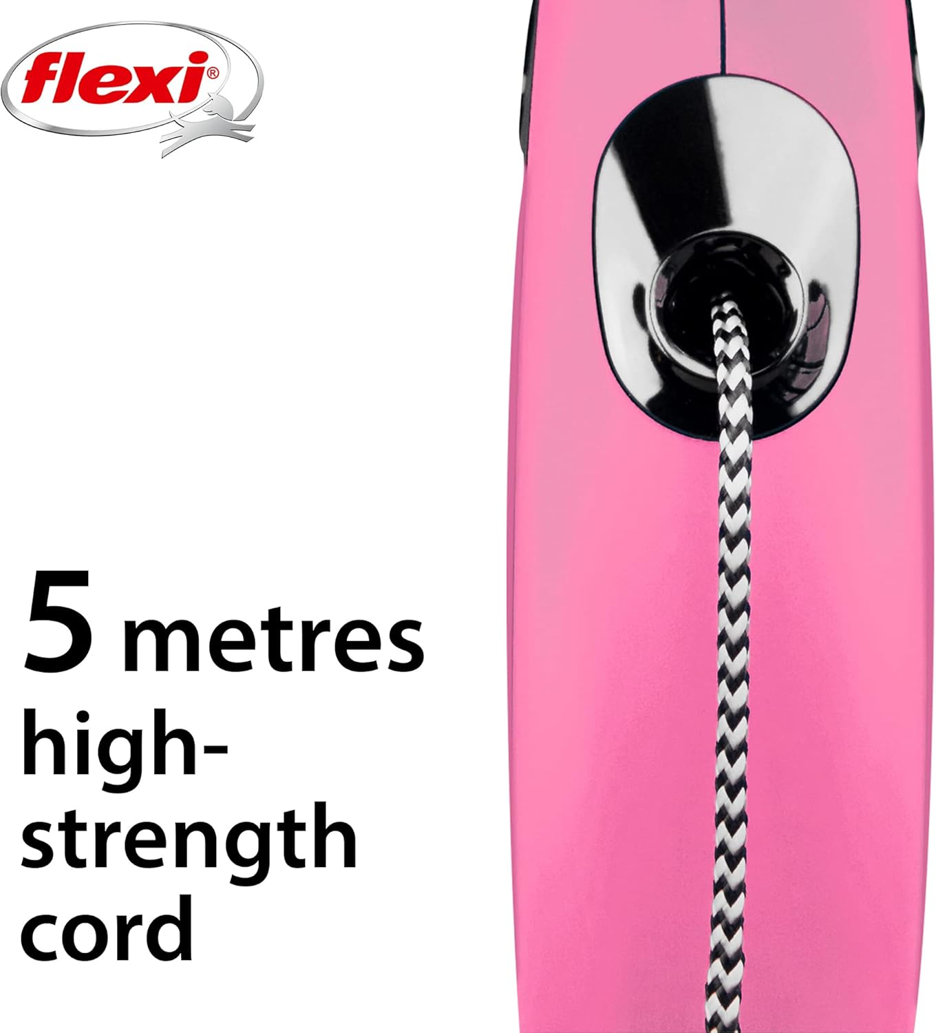 Flexi New Classic Cord Pink Small 5M Retractable Dog Leash/Lead for Dogs up to 12Kgs/26Lbs image number 1