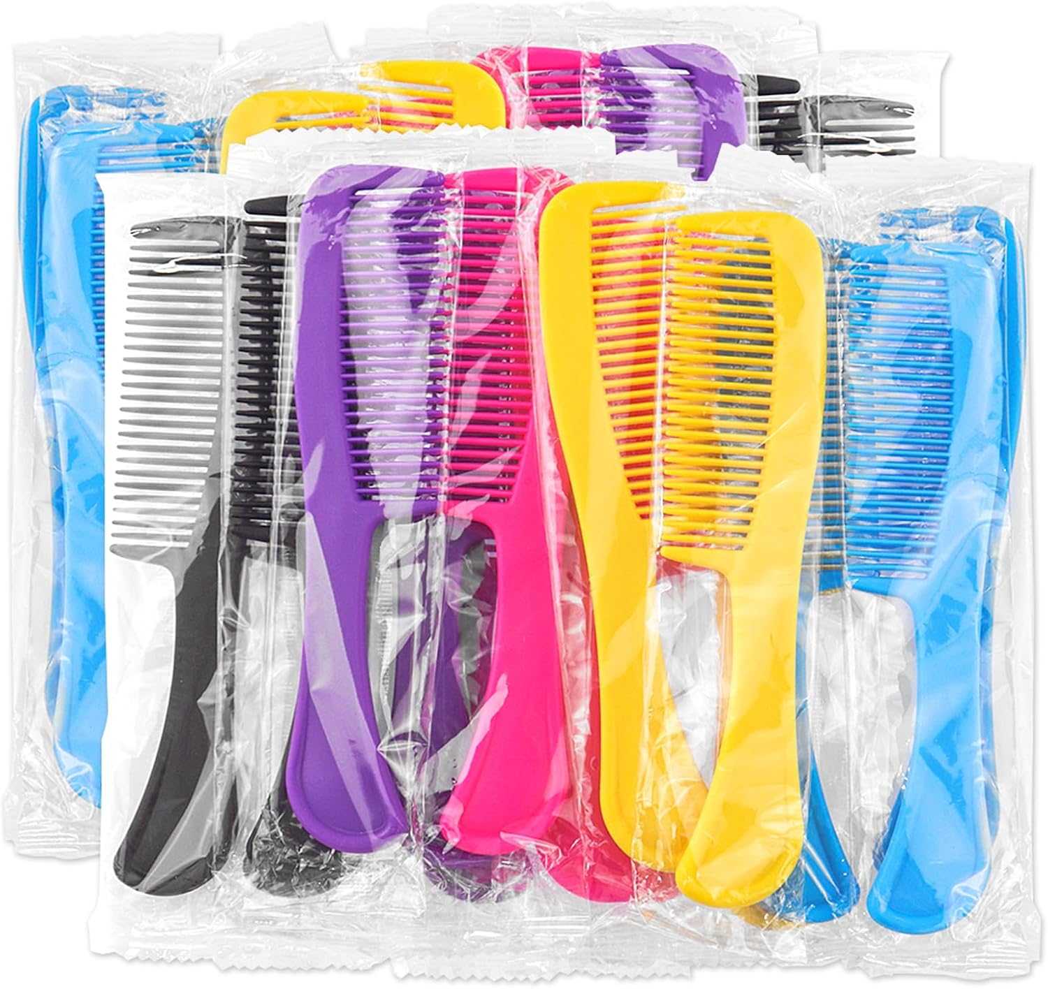 Hqslsund 100Pcs Combs in Bulk Individually Wrapped, Colorful Hair Combs, Bulk Combs for Homeless Individually Wrapped for Women,Kids,Hotel,Airbnb,Shelter/Homeless(Black,Yellow,Pink,Blue,Purple) image number 5