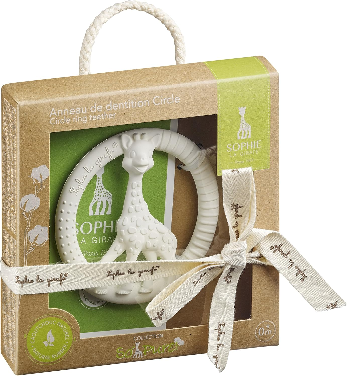 Sophie La Girafe - So'Pure Teething Rings Circle - 100% Natural Rubber - Rounded Pimples & Ridges - Pain Relief - Lightweight & Ergonomic - Age: 3 M + image number 4