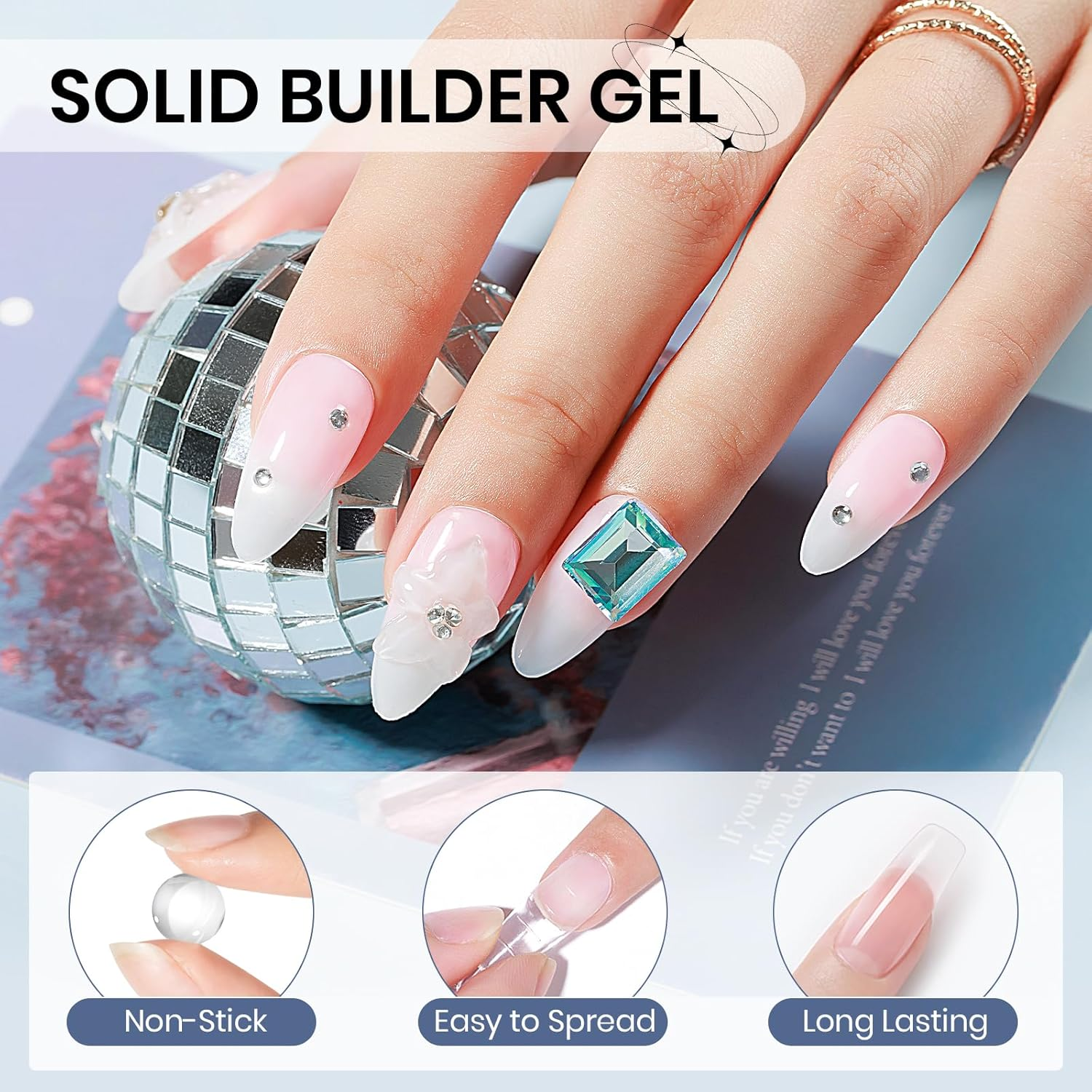 SUPWEE 3D Nail Gel Clear Non Stick Hand Solid Builder Gel for Nail Art 3D Sculpting Carving Modeling and Extension Soak off U V Home Diy Manicure image number 6