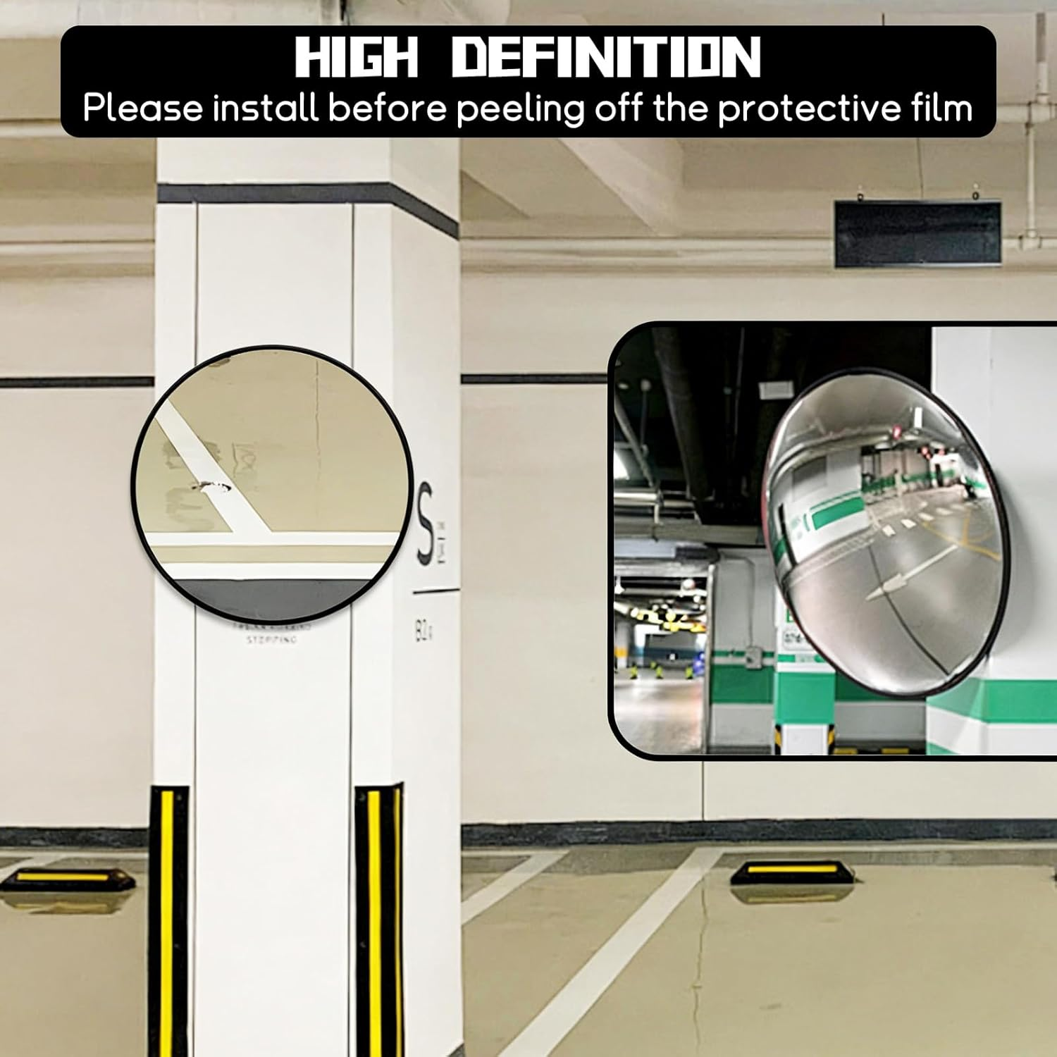 12" Acrylic Convex Mirror, Adjustable Wide Angle View Traffic Mirror for Enhanced Security Coverage in Rooms, Offices, Warehouses, Parking Lots, and Addressing Corner Blind Spot Areas(Black) image number 4