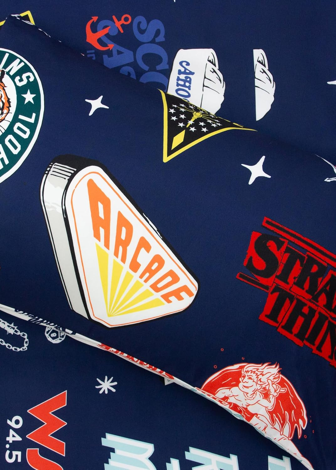 Stranger Things Official Single Duvet Cover | Gorgon Design, Reversible Easy Care Bedding 2 Sided Duvet Quilt Set with Matching Pillow Case, Multicolour Print with Hellfire Club, Hawkins Logos image number 4