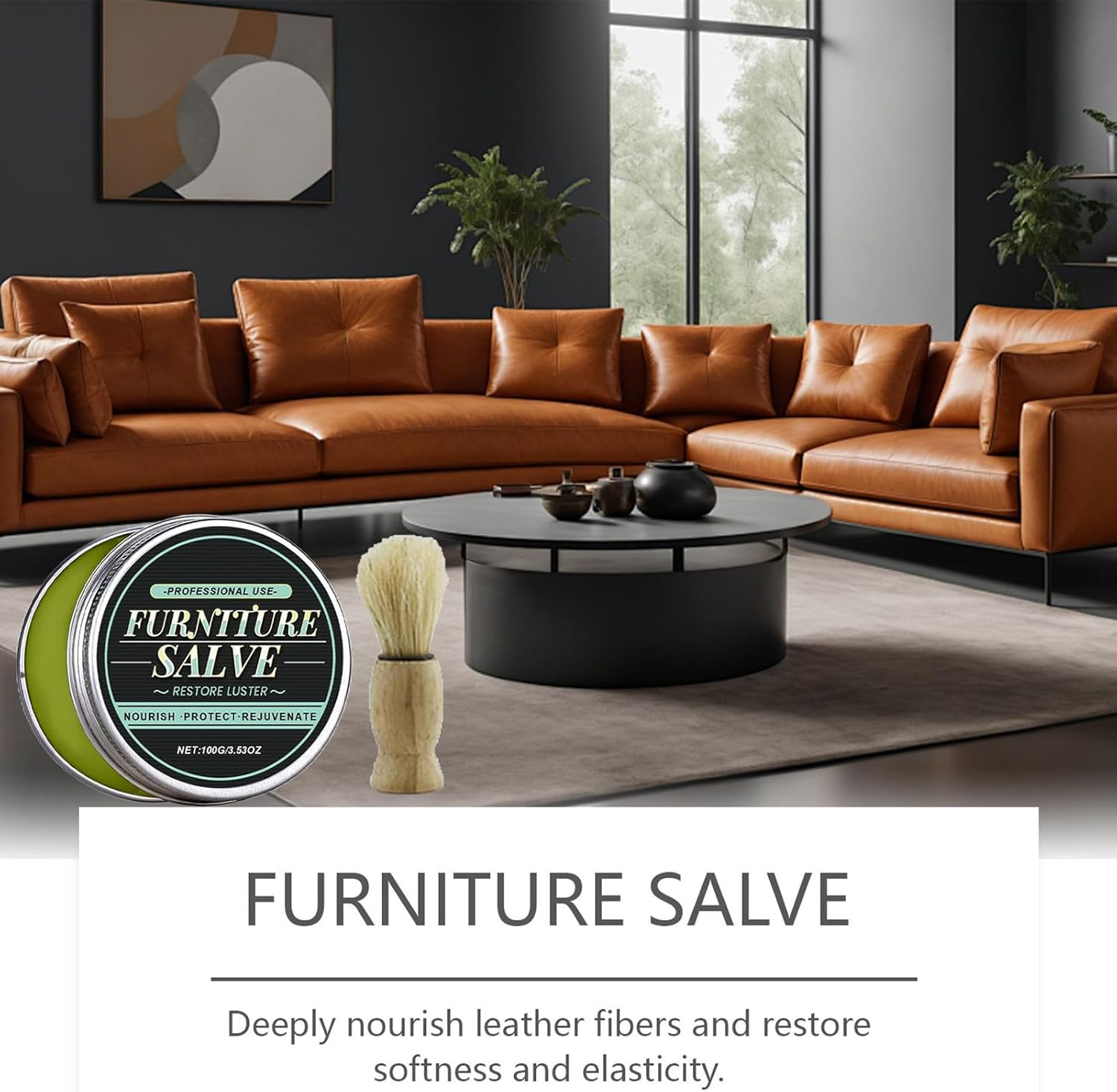 Shpuuyy Leather Balm - 100G Car Leather Interior Cleaner Cream - Deep Conditioning Maintenance Restorer for Furniture Couch Boot Bag Purse Automotive Shoe Upholstery Interior image number 1