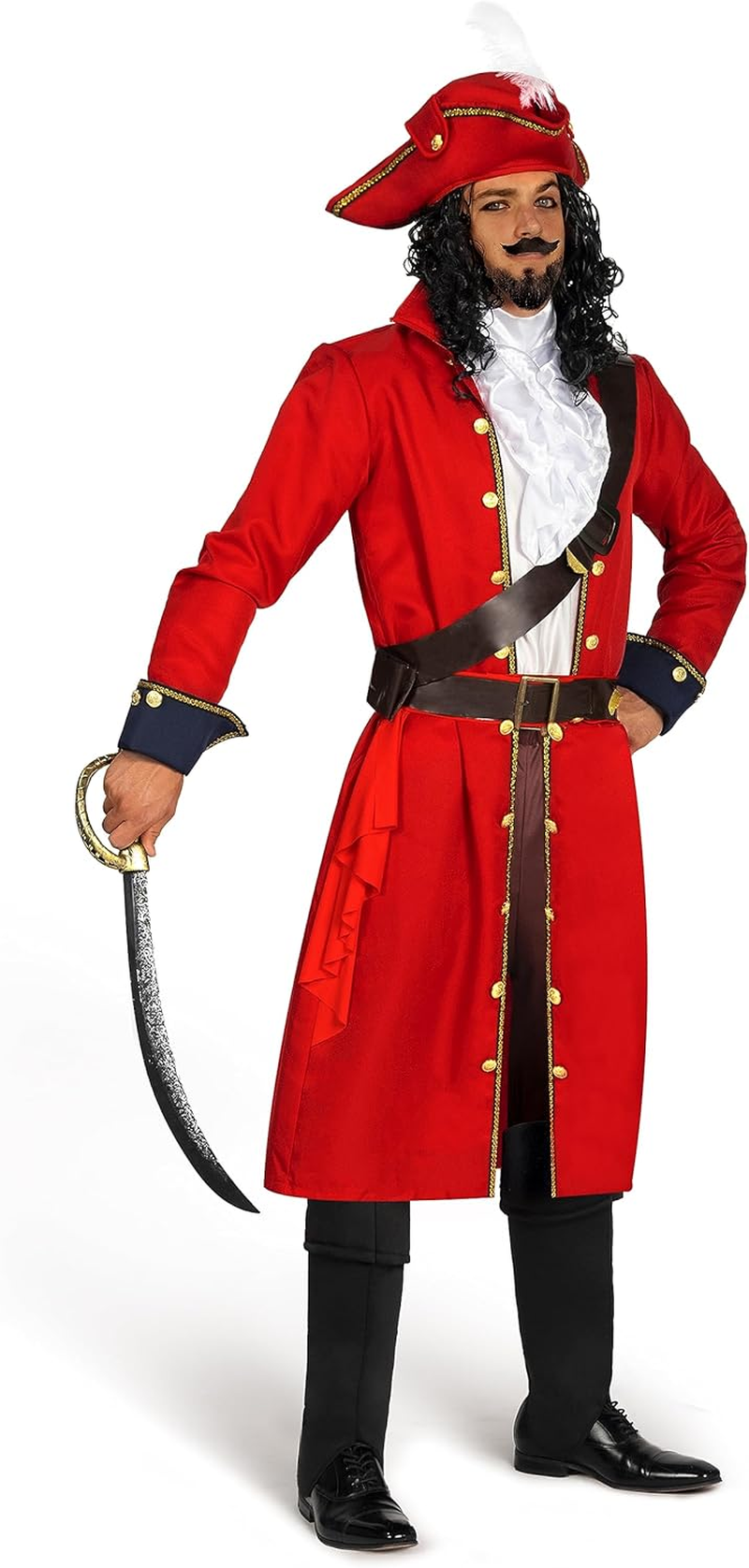 Spooktacular Creations Mens Pirate Captain Costume Set, Red Deluxe Captain Outfit for Adult Halloween Dress Up image number 5