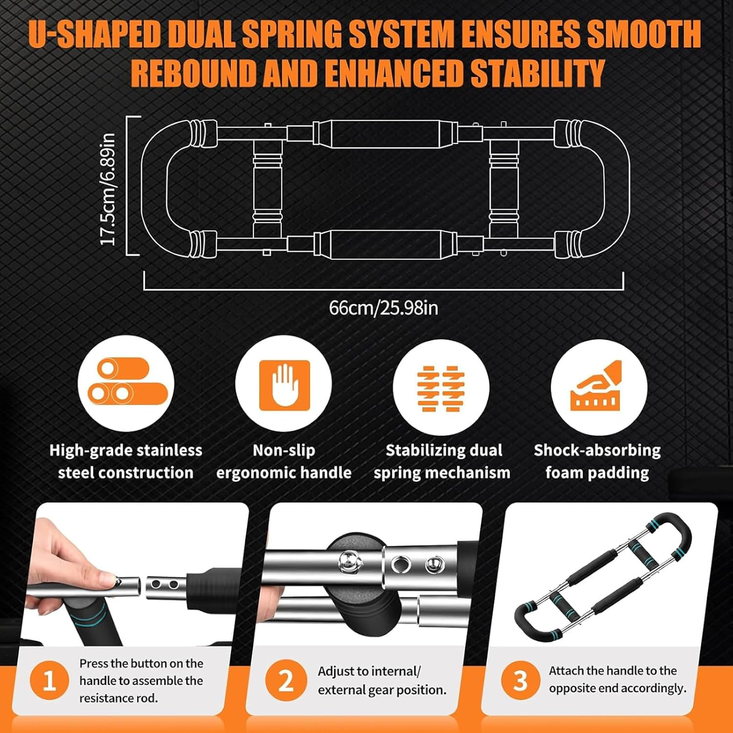 Saker Arm Trainer, 60-100Lb Adjustable Hydraulic Power Bar for Arm, Chest & Twister for Muscle Building, Portable Detachable Upper Body Fitness Machine for Home & Gym image number 4