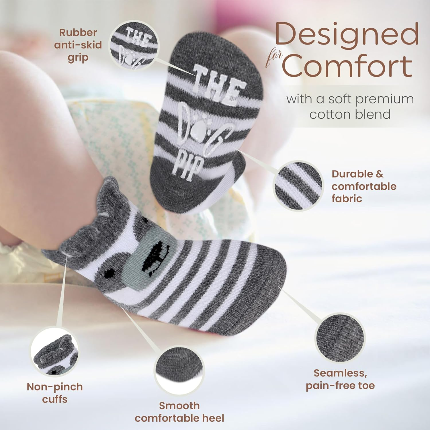 Adorable Newborn Baby Slogan Socks &ndash; 8-Pair Set for 0-6 Months | Soft and Stylish Infant Socks for Baby Girls and Boys, Multicolour, 0-6 Months image number 3