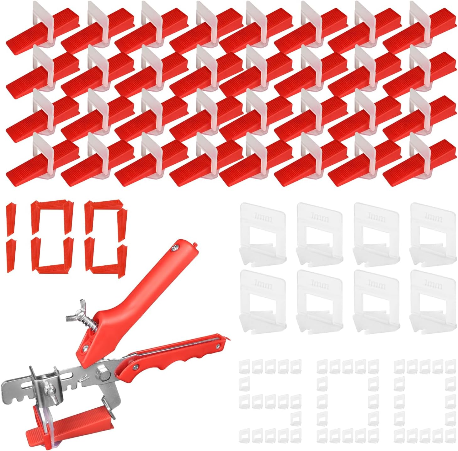 Pack of 700 Tile Levelling System Tile Wedges Tile Levelling System 1 Mm with 1 Mm Base for Laying Wall and Floor Tiles Reusable