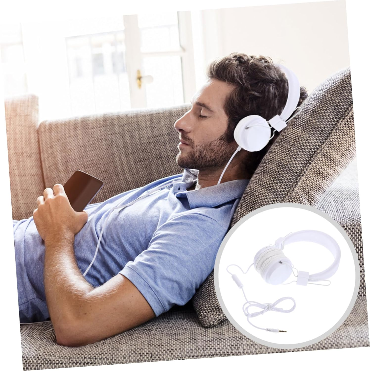 POPETPOP Wired Over-Head Gaming Headphones with Microphone for Computer, Bass Stereo Sound, White Color, Suitable for Pc Gamers and Online Streaming image number 6