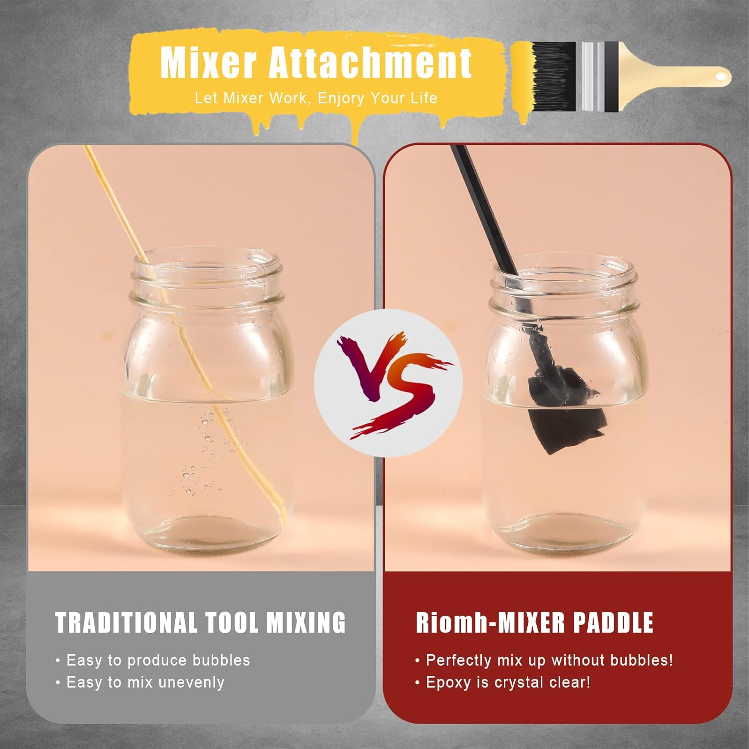 TOYMIS 2Pcs Epoxy Resin Mixer, Reusable Epoxy Mixer Paddles Resin Mixer Paddle Drill for Epoxy Mixer Ceramic Glaze for Painting Stirrer Epoxy Drilling Mixing (Black) image number 4