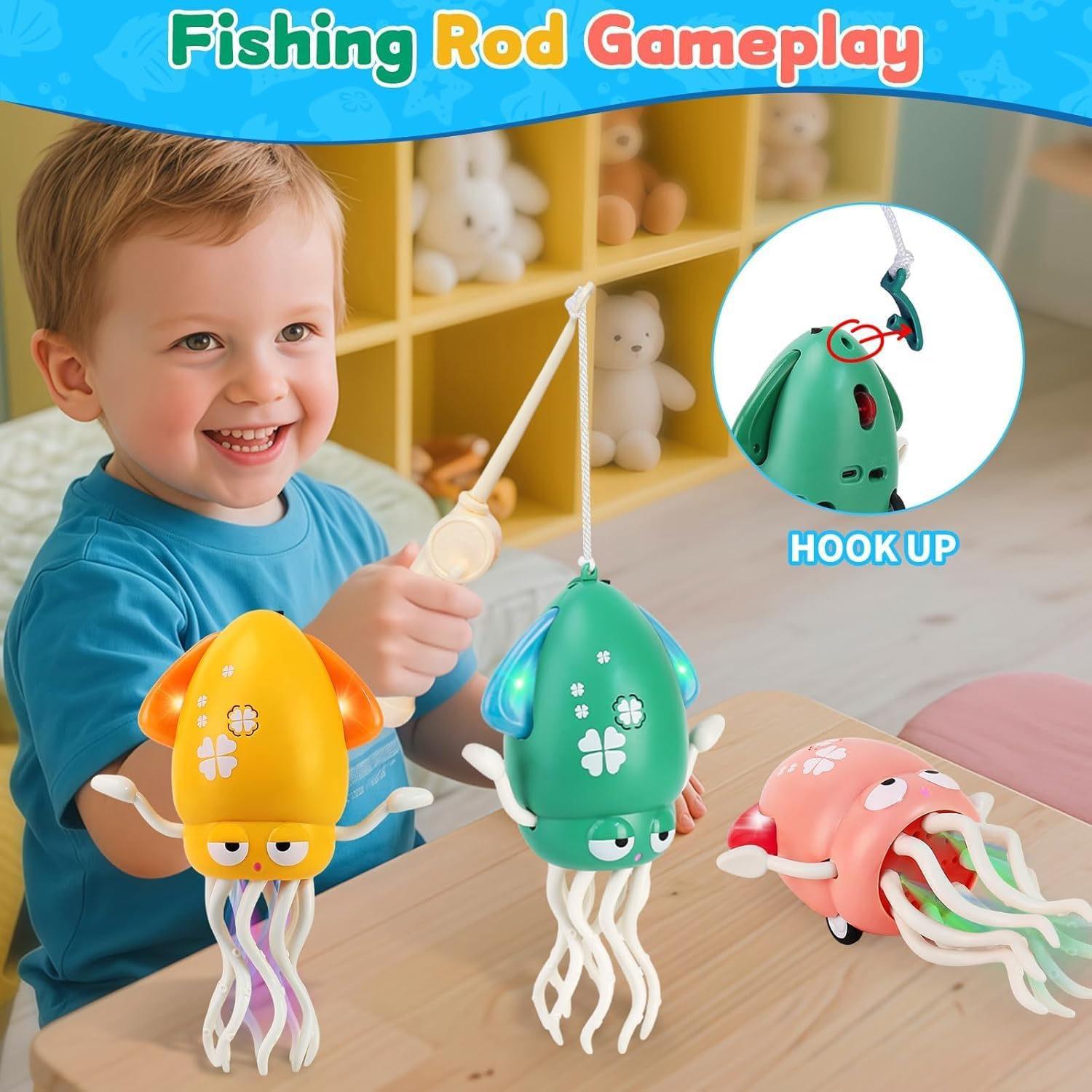 Electric Dancing Octopus Light Music Suitable for 12-18 Months Old Baby Toys, Kid Crawling Squid Toys Suitable for Toddler Tummy Time, Gifts for 1 2 3 4 5 6 Year Old Boy Girl image number 6