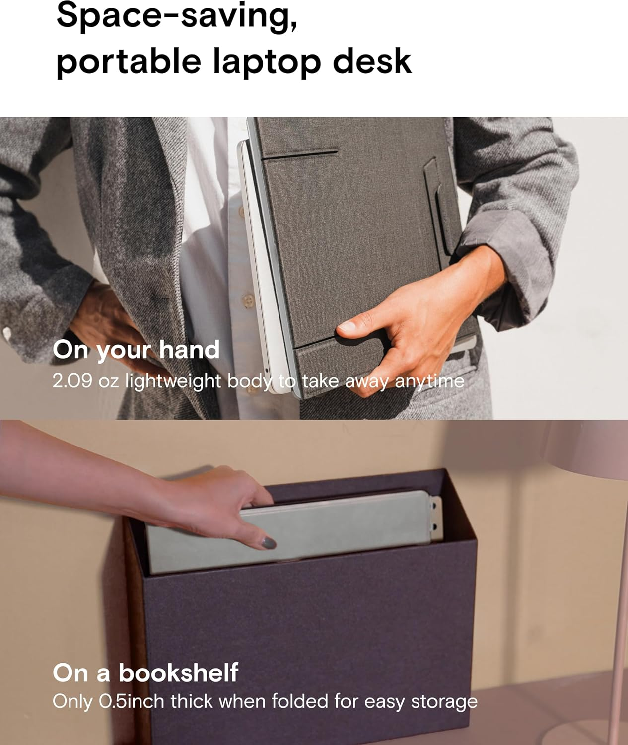 MOFT Z Laptop Stand for Desk, Slim Adjustable Laptop Riser Foldable Laptop Stand, 4 Sitting Modes, Compatible with Most Laptops up to 17", Hold up to 18 Lbs (Black) image number 4