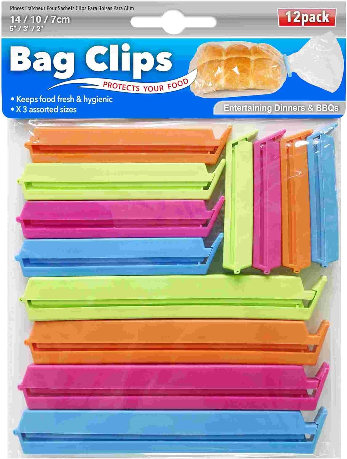 UBL Bag Clips 12-Pieces, Assorted
