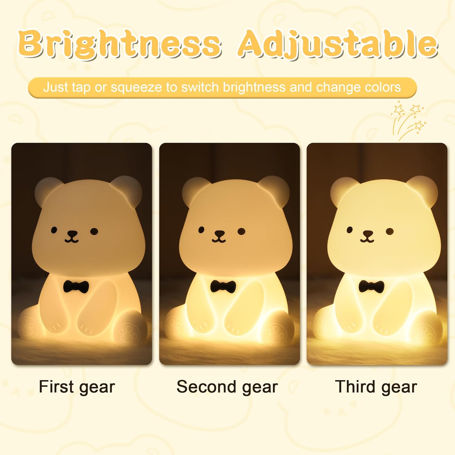 Yuandian Night Light, Silicone Nightlights (Style White Teddy Bear) image number 5