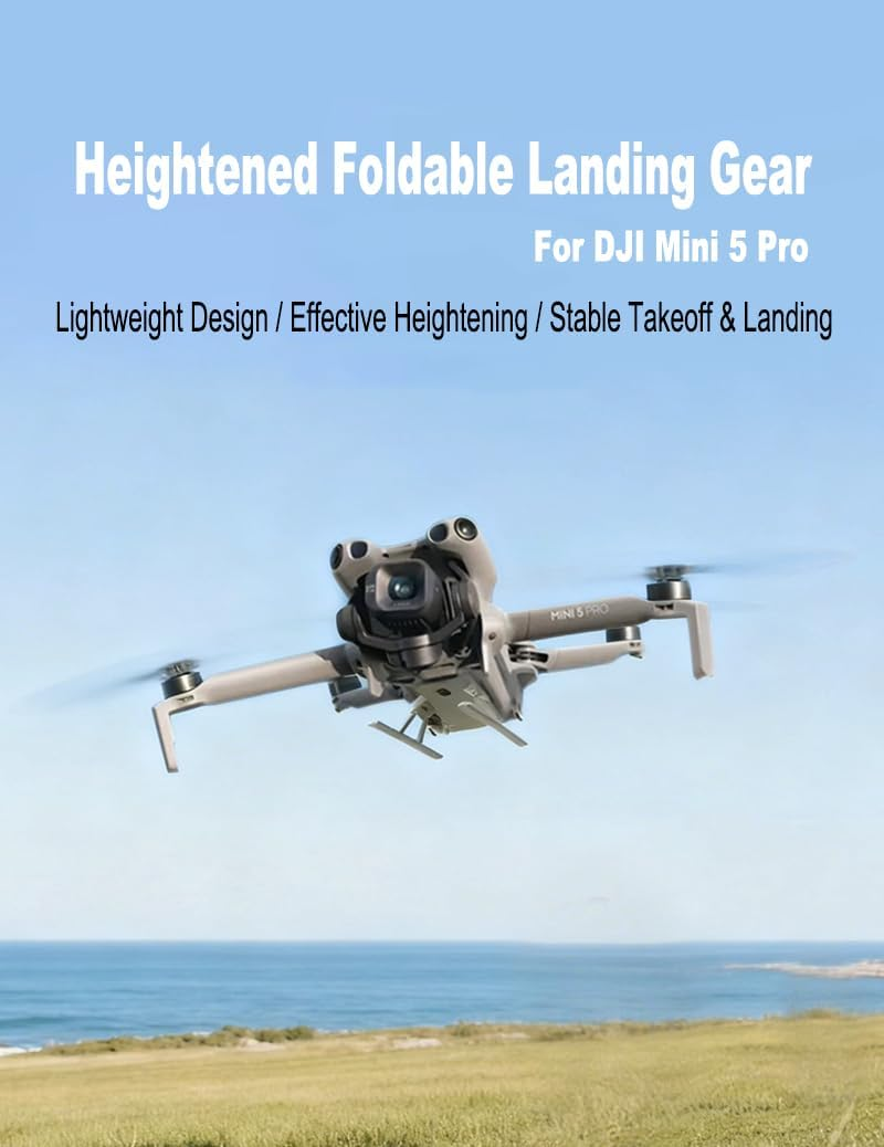 Cochanvie Foldable Landing Gear for DJI Mini 5 Pro, Height Increase Tripod Extend Leg Protection Bracket for DJI Mini 5 Pro Drone Protector Accessories image number 5