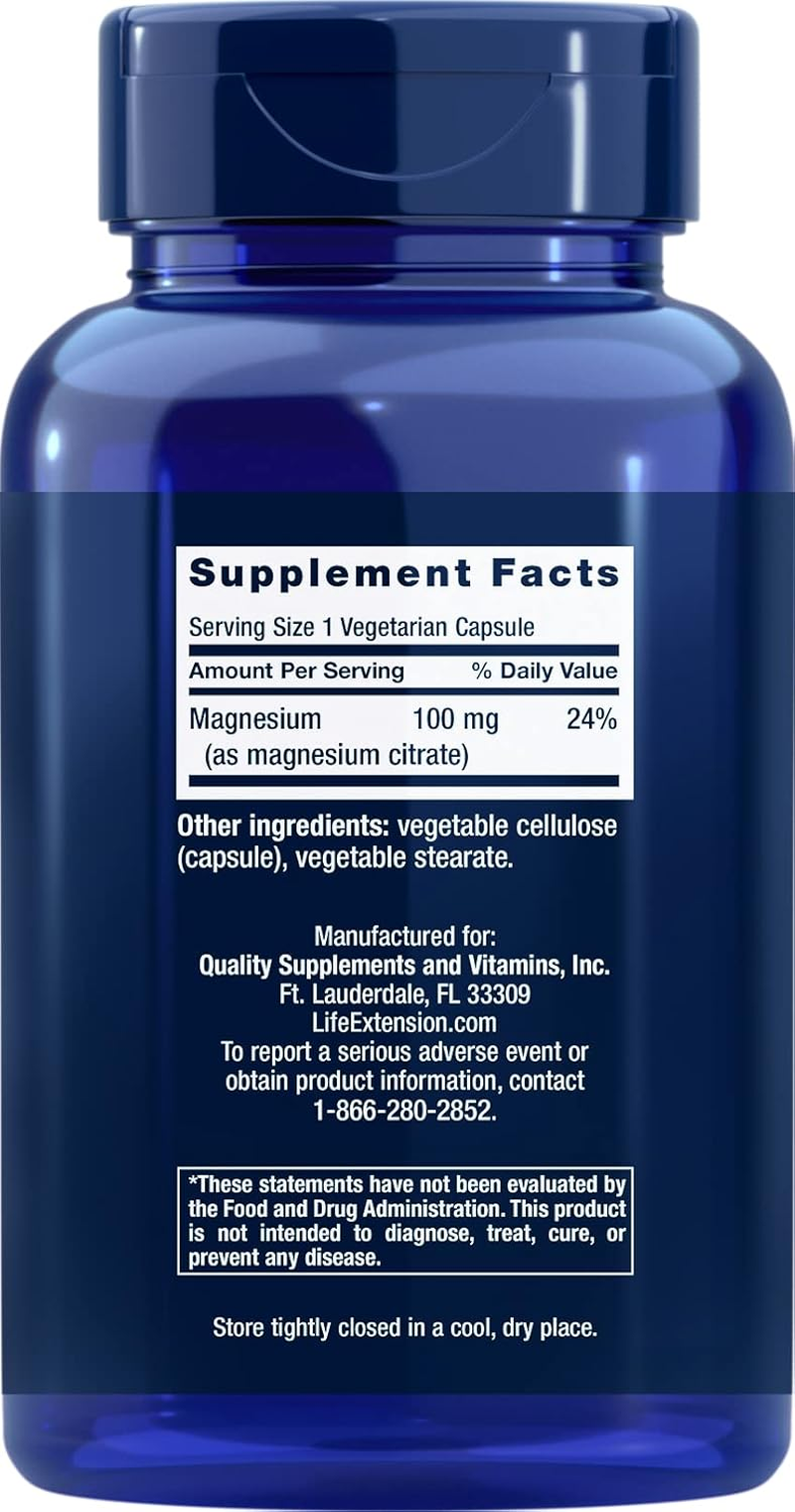 Life Extension Magnesium (Citrate) 100 Mg, 180 Veg Caps - Mag Supplement image number 2