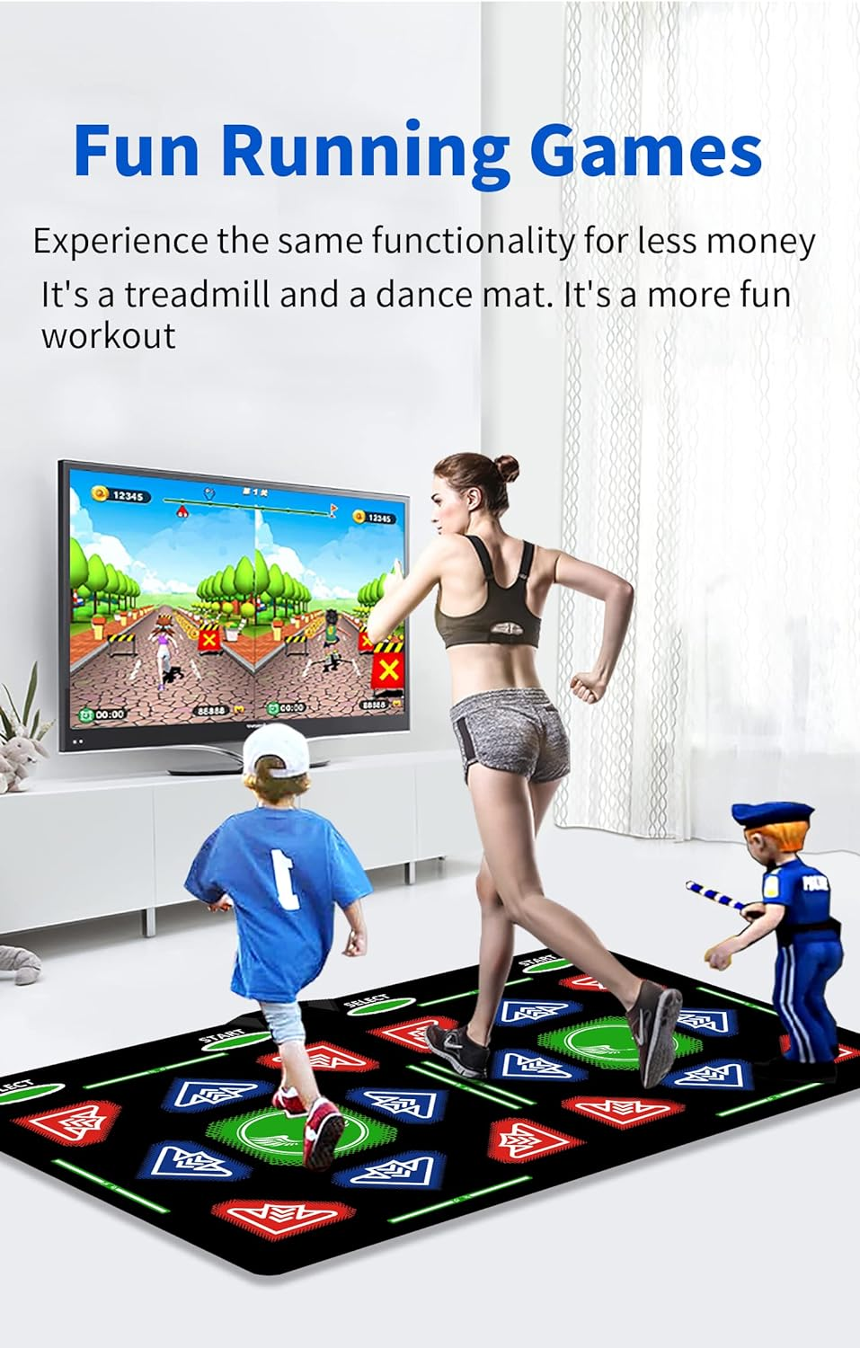 Music Double Dance Mat for Kids and Adults,64G Memory Card,Fitness Dance Games with Mv/3D/Cartoon Dance Mode, 1000Pcs Games and 885Pcs Songs 81Pcs MV for HDMI TV Fun Senior Flannel Materia image number 4