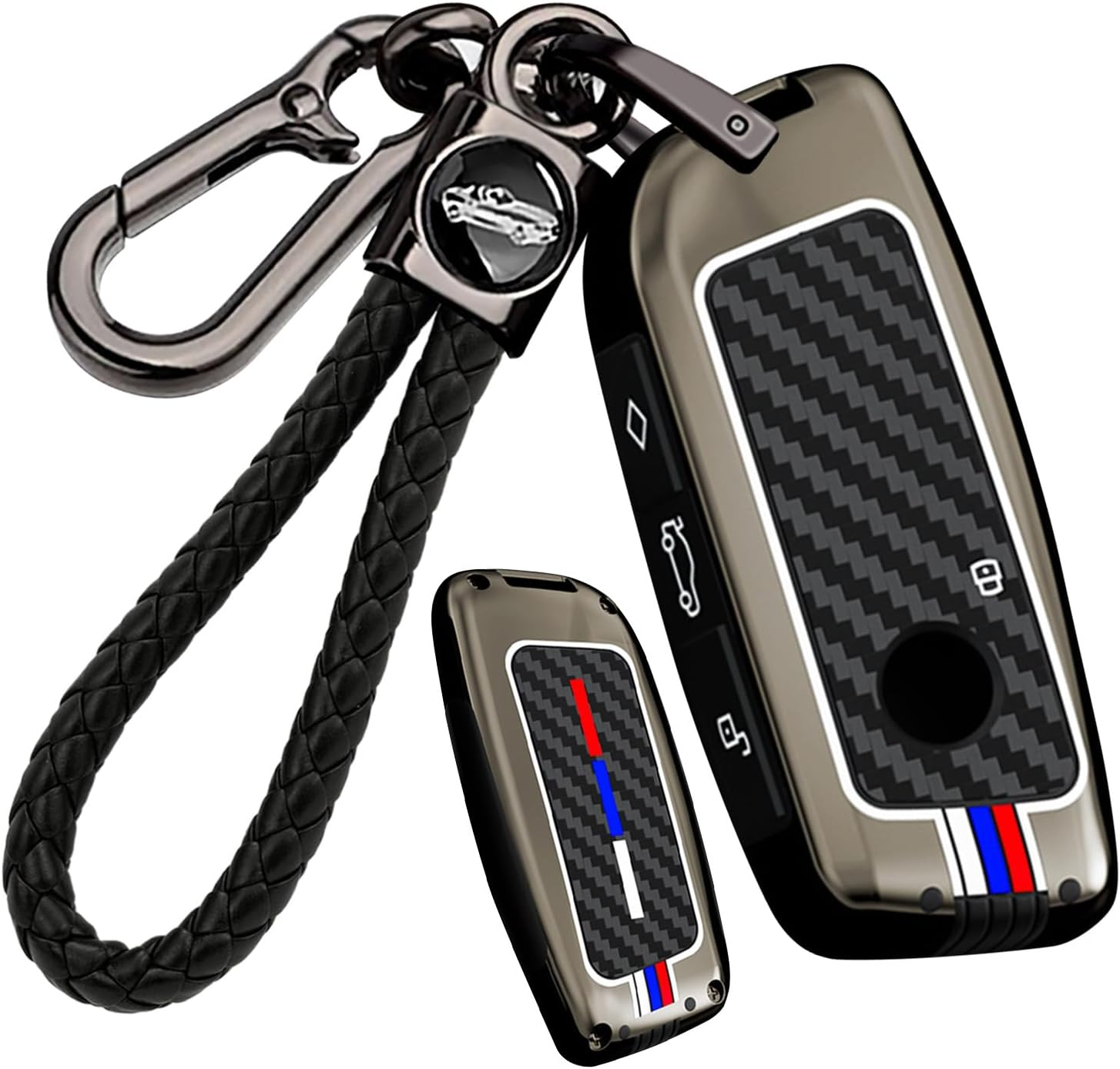 Ontto Luminous Car Key Cover Fit for BMW I7 X7 G07 LCI IX I20 X1 U11 7 Series G70 G09 XM U06 G81 M3 Energy 2023 2024 2025 Metal Smart Shell Case Key Holder Keyring Keychain Accessories Black 2