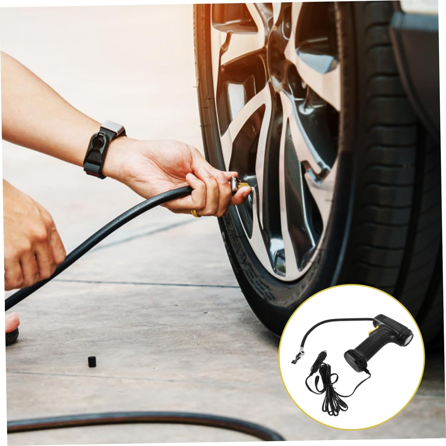 PAMINGONO High-Performance Car Air Pump Electric Tire Inflator Gauge Portable Bike Tire Pump Inflation for Automotive Inflatables image number 4