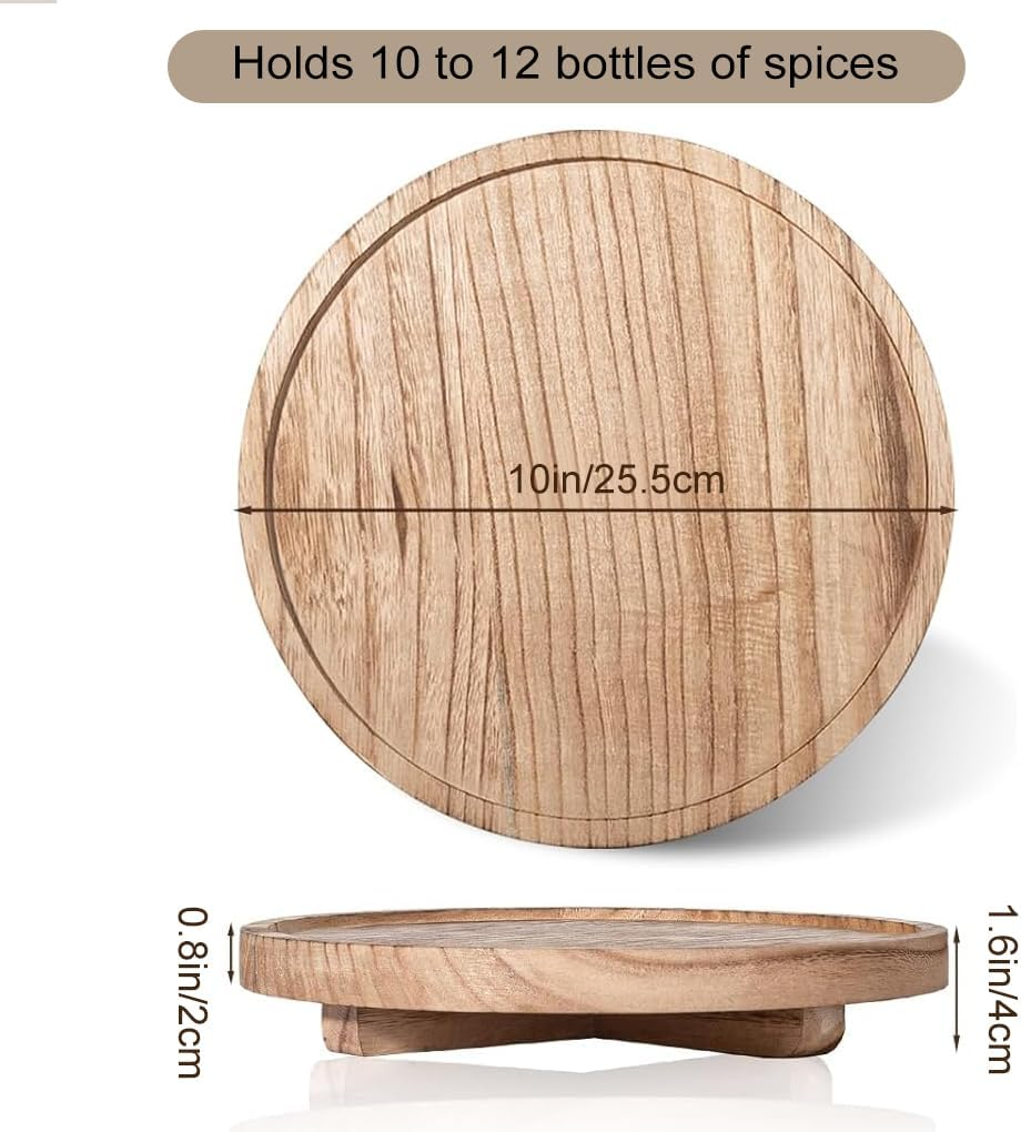 Delsol round Decorative Tray Wood Kitchen Counter Organizer,Farmhouse Bathroom Home Decor,Rustic Trays for Dinning Table Candle Holder-10Inch image number 4