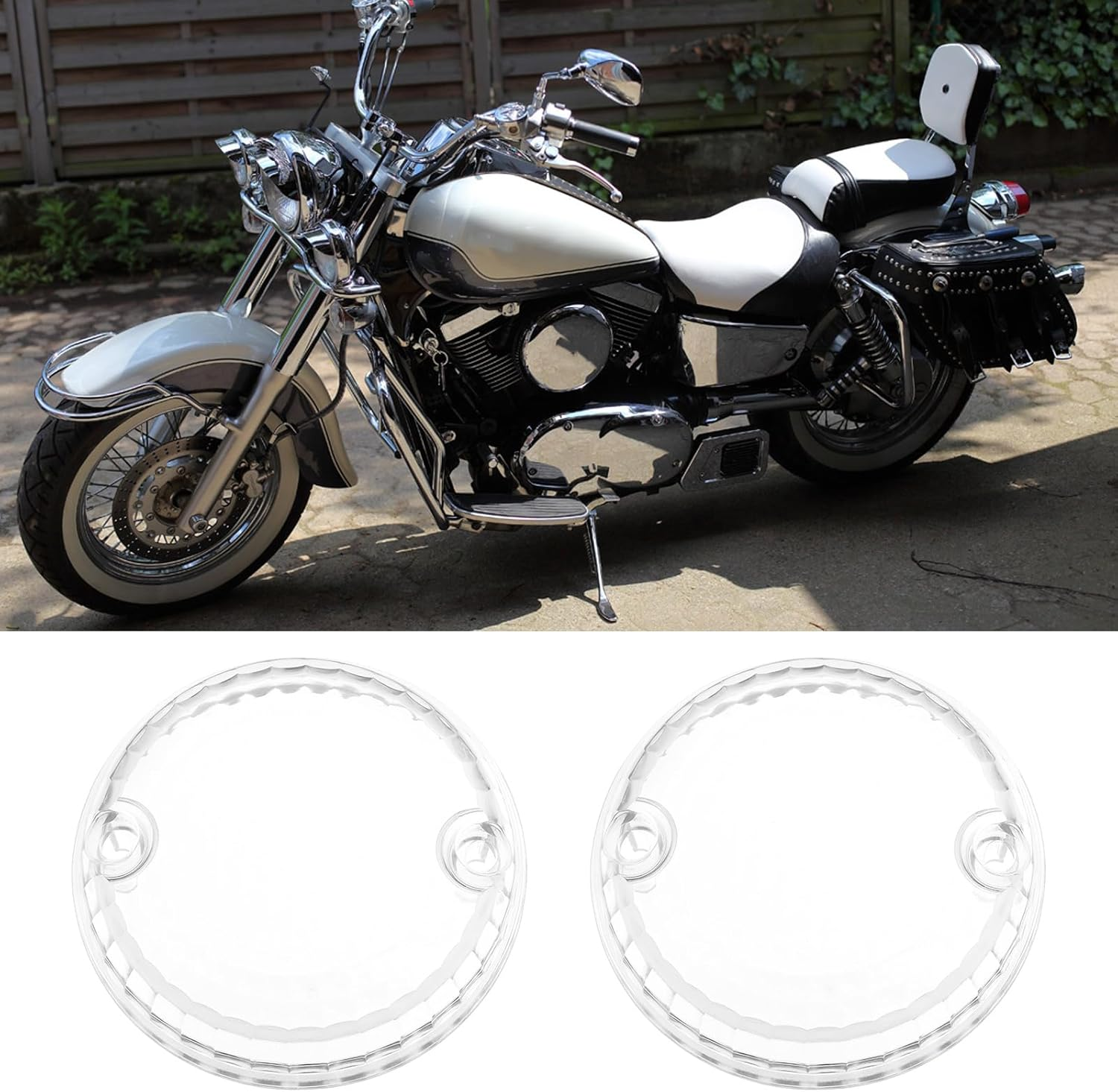 VGOL 2Pcs Motorcycle Turn Signals Lens Cover Compatible with Yamaha V-Star Compatible with Kawasaki Vulcan 1500 image number 6