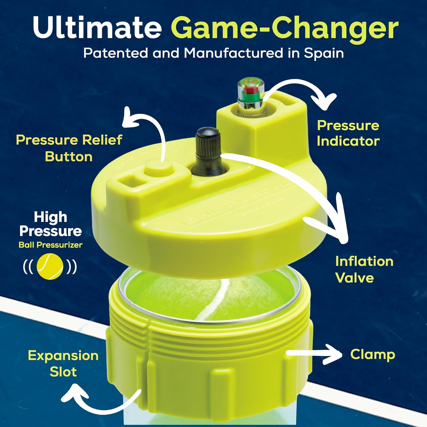 BALL RESCUER: Tennis/Padel Ball Life Extender &ndash; Converts Plastic Tennis/Padel Ball Containers to a 30 Psi Ball Pressurizer &ndash; Needs a Bicycle Pump to Pressurize (Ball Container and Pump Not Included). image number 7