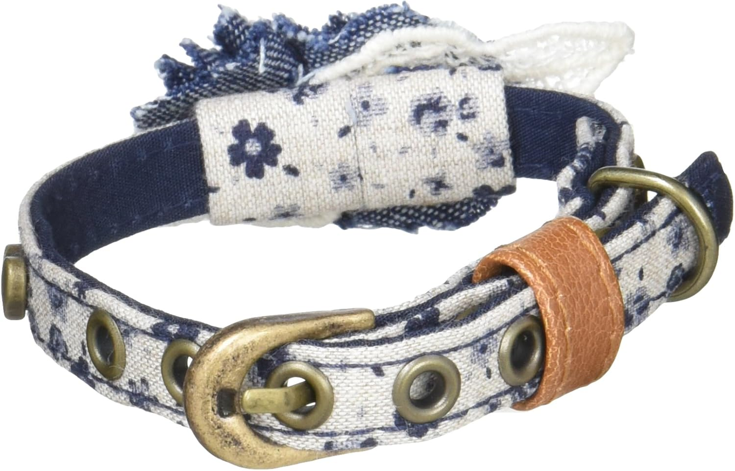 Zaya Dog (ZAYA DOG) ZD10006-1 Collar Denim Flower S Beige image number 1