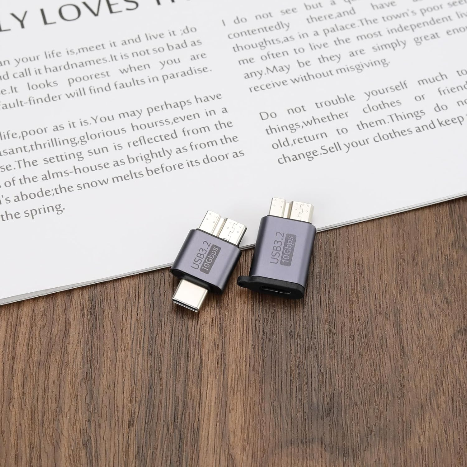 2Pcs USB C Male/Female to USB Micro B Male Hard Drive Converter 10Gbps USB 3.2 Adapter Compatible with Toshiba Compatible with Seagate image number 4