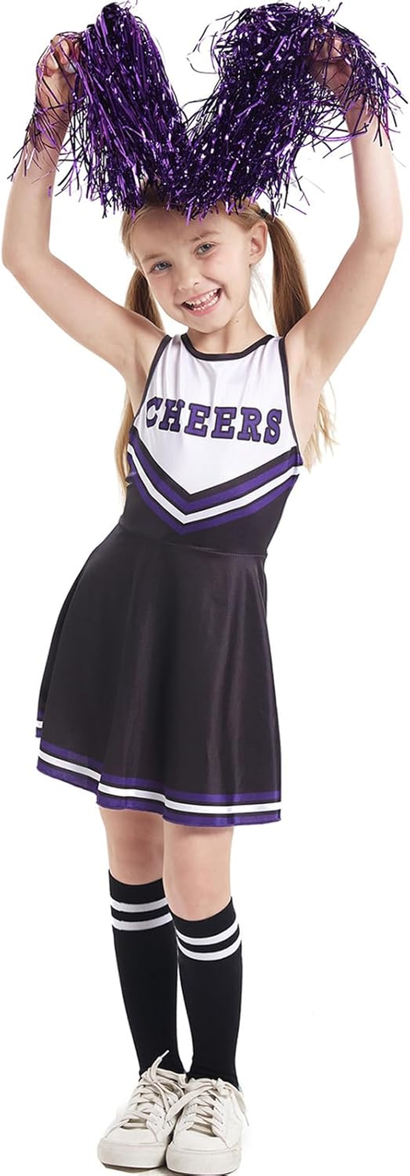 Girls Cheerleader Costumes Musical Uniform Cheerleading Outfits Fancy Dress Pom Poms