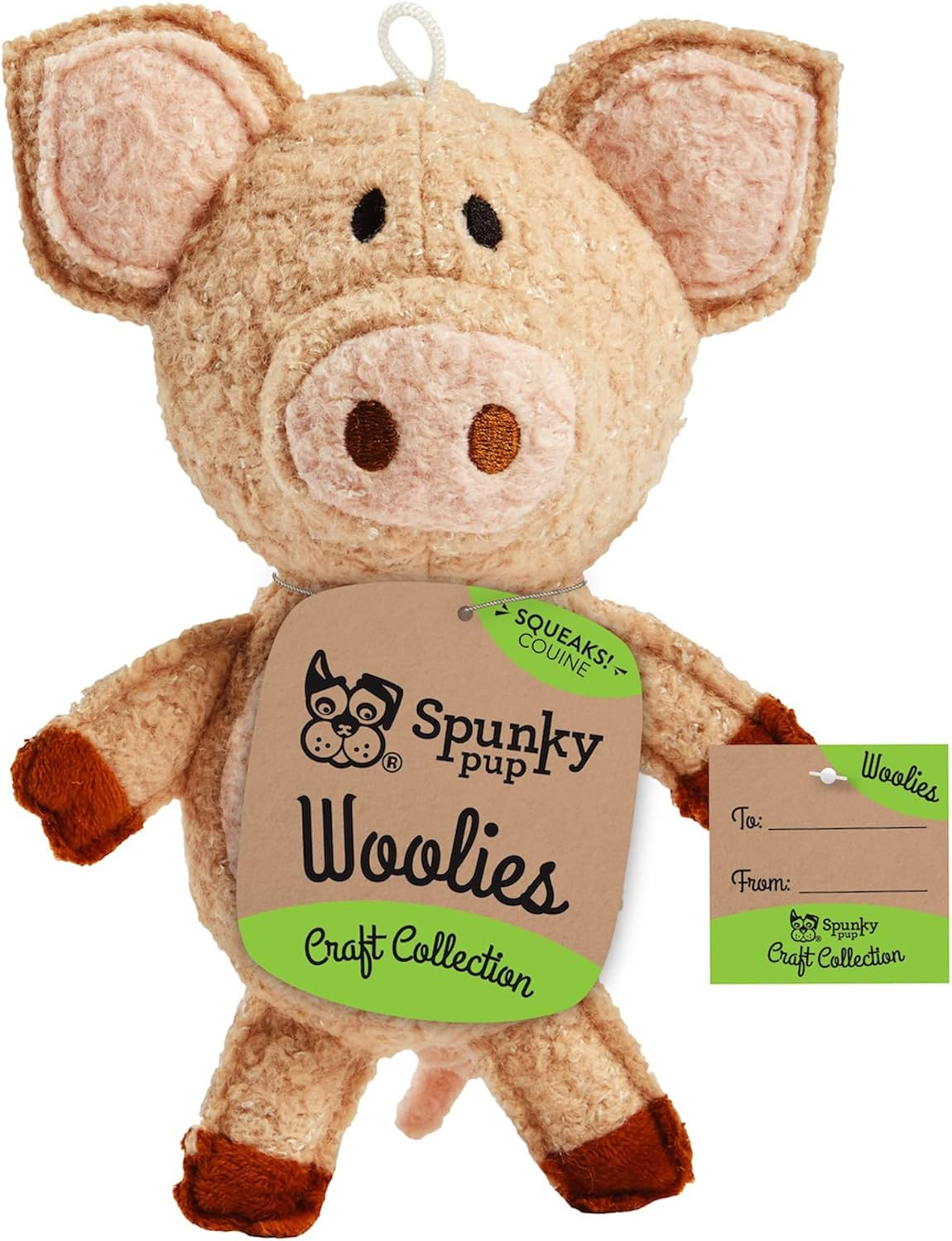 Spunky Pup Woolies Mini Frog Dog Squeaky Plush Toy image number 1
