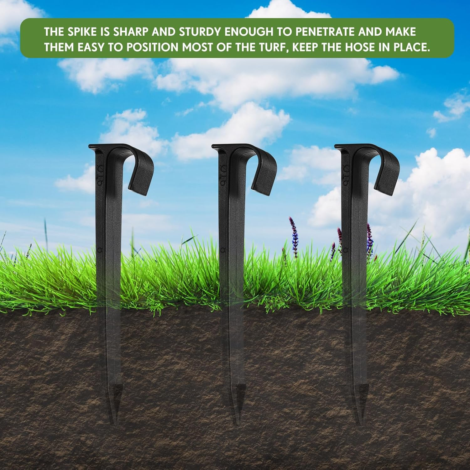 Pangda 100 Pack 1/2 Inch Irrigation Tubing Hold down Anchor Stakes, 3/4 X 4.33 Inch Drip Tubing, Anchor for Sprinkler Garden Landscaping image number 4