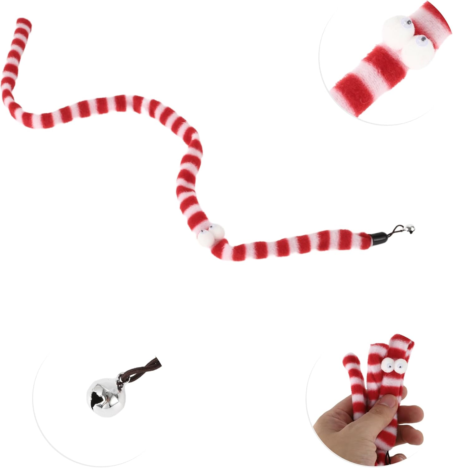 CAPASTEC Snake Shape Cat Wand Replacement for Pet Interactive, Red White image number 4
