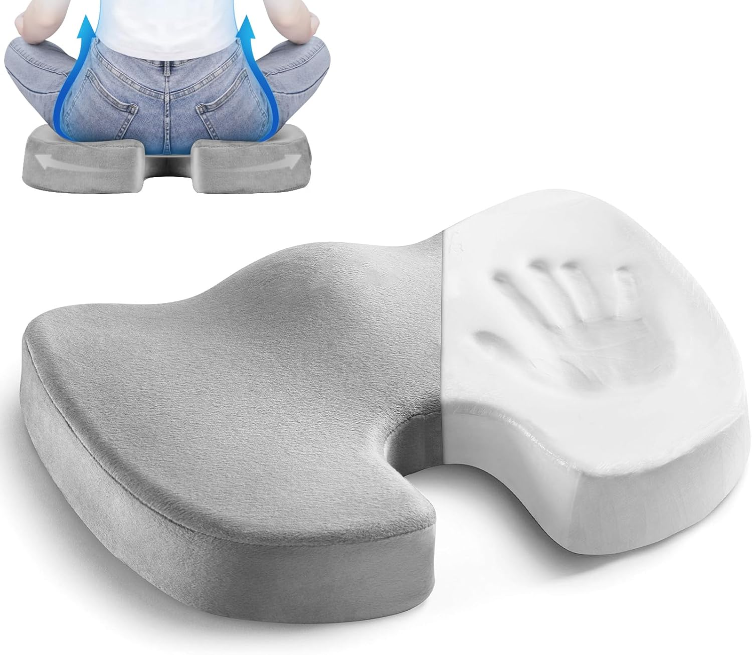 Car Seat Cushion, Memory Foam Office Chairs Cushions, Tailbone Pain Relief Padded, Sciatica & Back Support Butt Pillow for Car, Office Chair Cushion & Car Seat Cushion (Black)