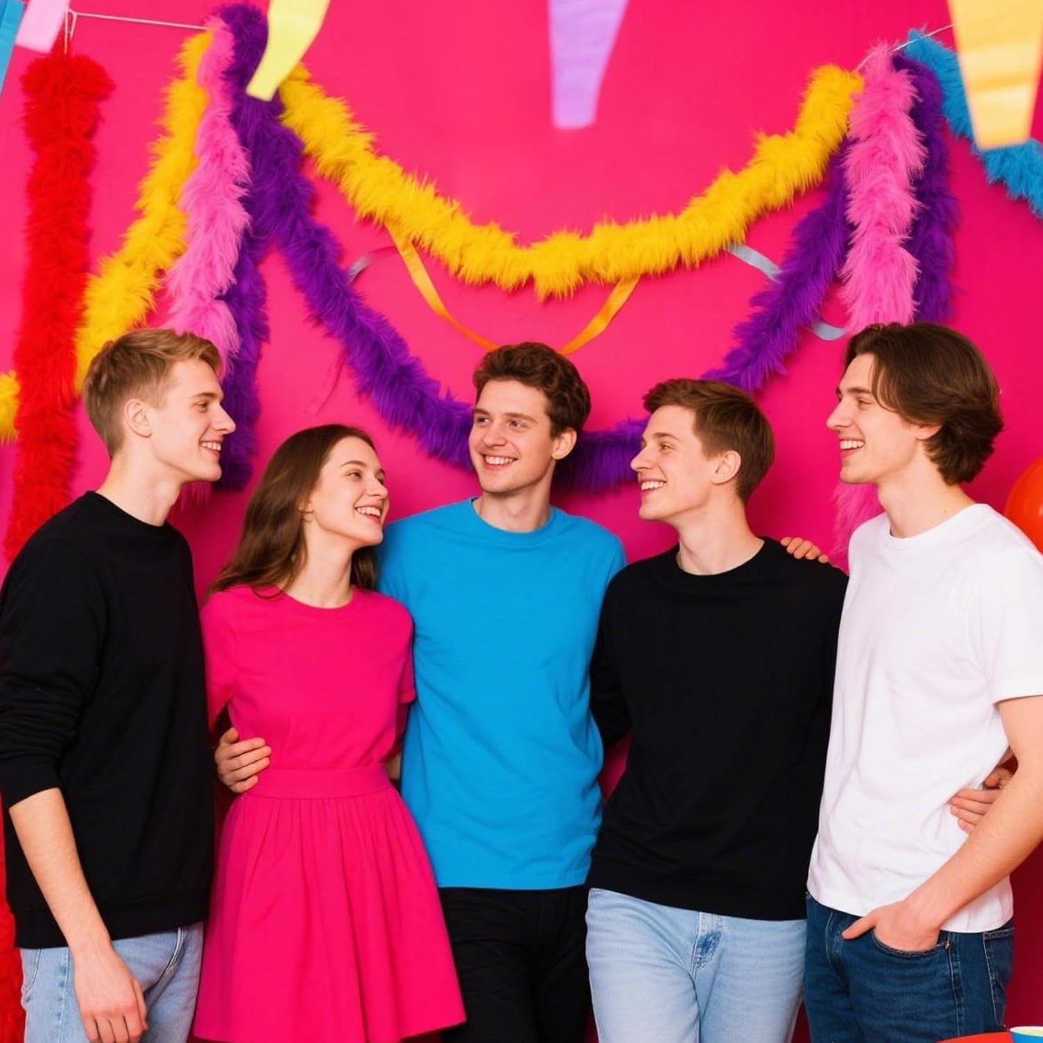 Dqwtb 10 Pcs Feather Boas Artificial Fluffy Boas 6.6Ft Colorful Feather Boas Rainbow Feather Scarf for Women Girls Costume Christmas Birthday Wedding Halloween Party Bulk image number 3