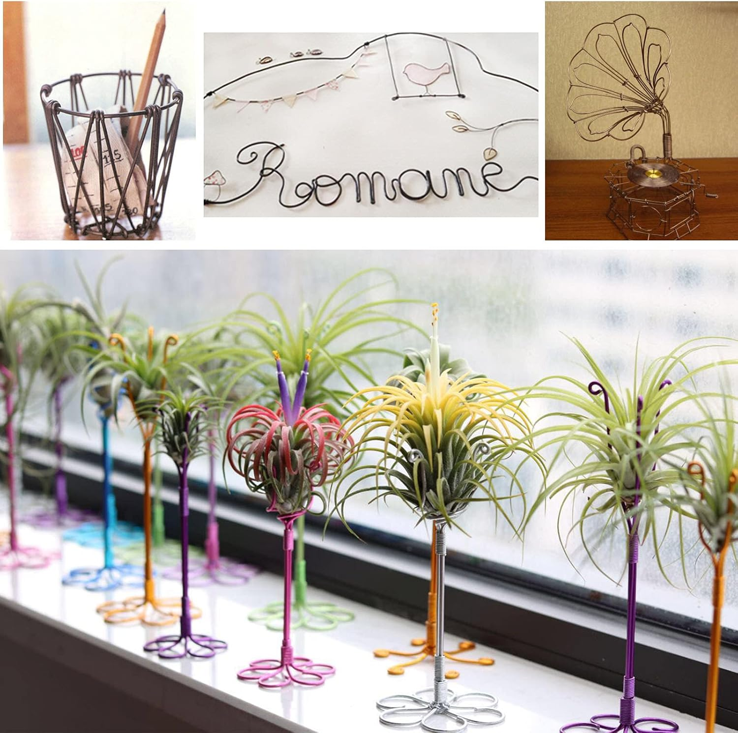 Cinvo 3 Rolls Craft Wire Jewelry Beading Wire Flexible Aluminum Wire Tarnish Resistant for DIY Jewelry Craft Making (12 Gauge/2Mm Thick, Silver, Gold and Rose Gold) image number 1