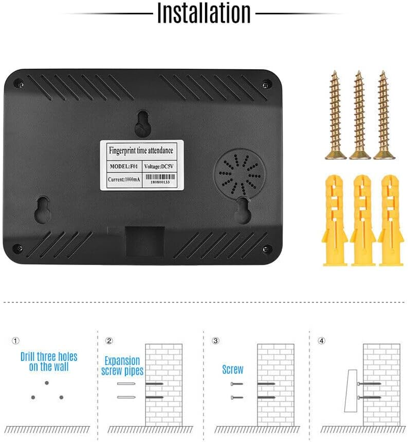 Biometric Fingerprint Password Attendance Machine Employee Check-In Time Clock