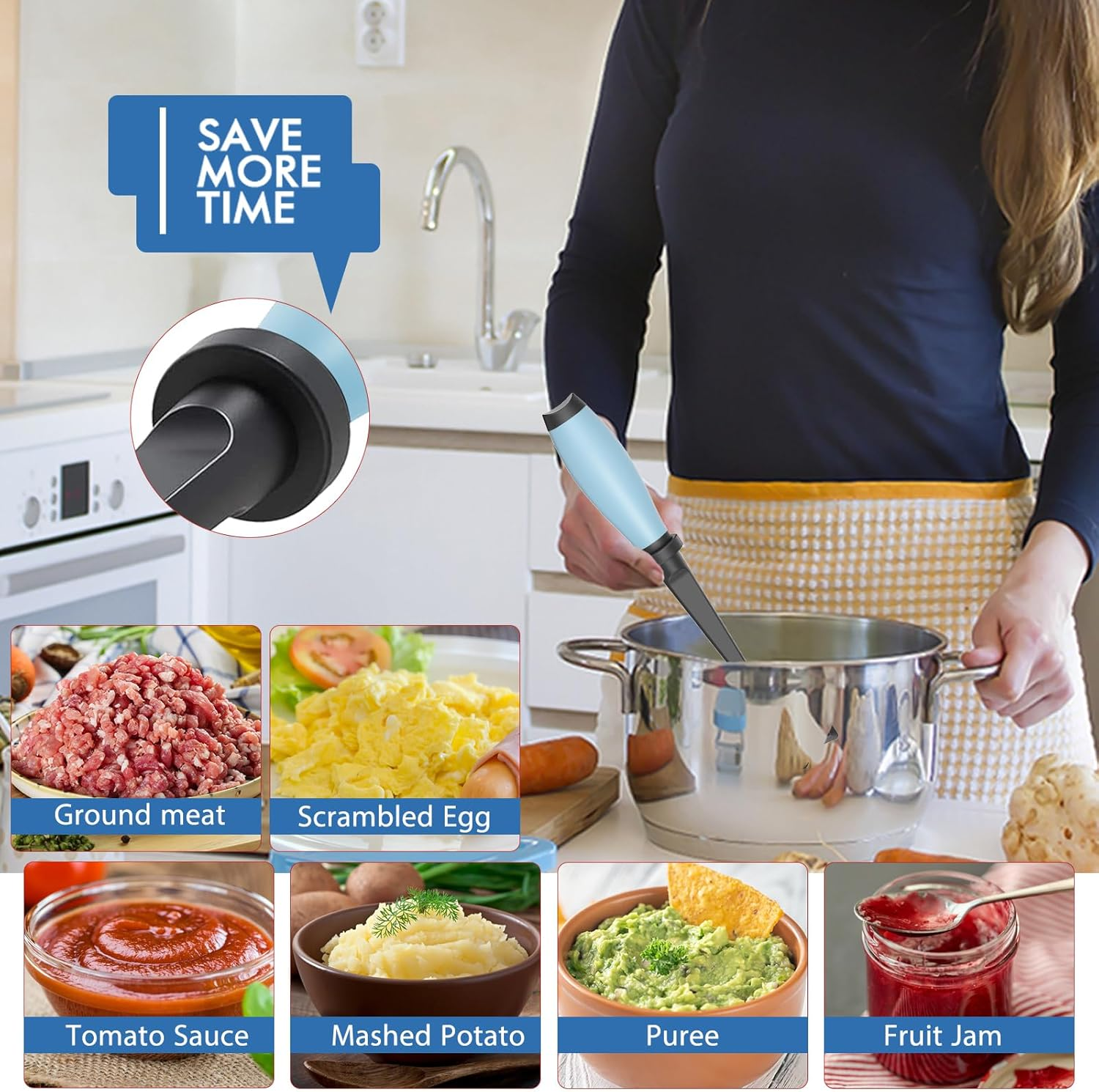 2Pack Meat Chopper, Heat Resistant Meat Masher for Hamburger Meat, Ground Beef Smasher, Nylon Hamburger Chopper Utensil, Meat Ground, Non Stick Mix Chopper Mix and Chop, Meat Masher Tool Gift（Aqua） - 1 Pack-Red image number 2