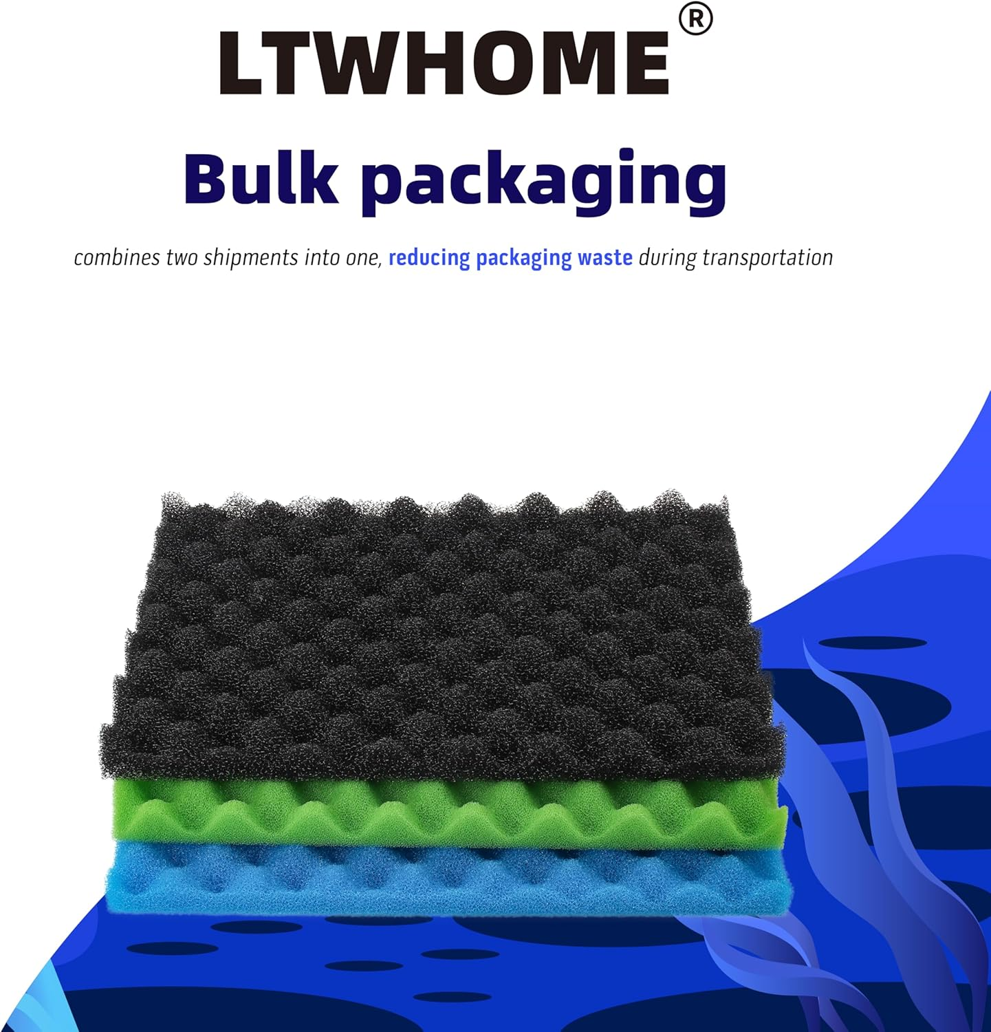 LTWHOME 430Mm X 280Mm DIY Aquarium Sponge Fish Pond Foam Filter Media Pad Set(Pack of 3 Sets) image number 1