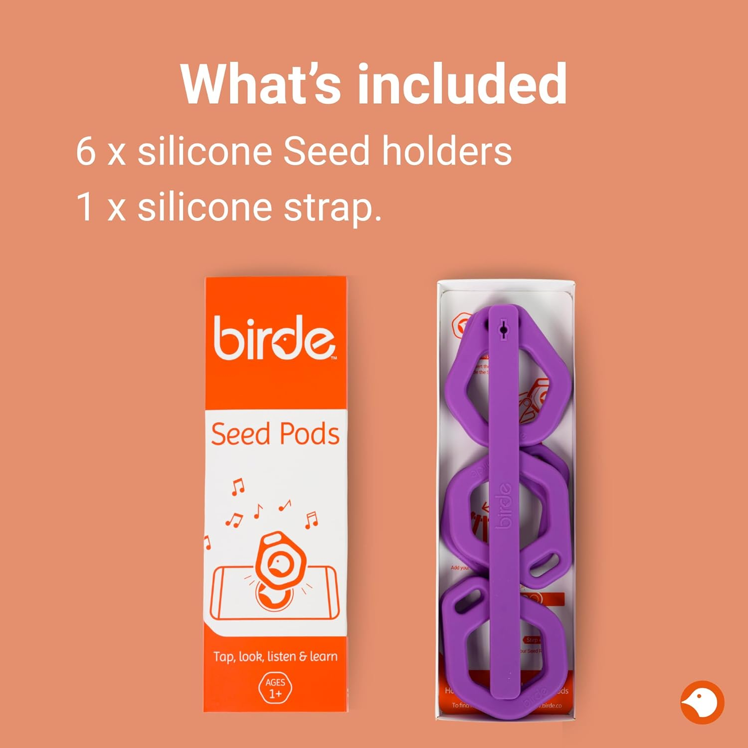 Birde Seed Pod, 6 Silicone Seed Holders with Strap (Purple) image number 5