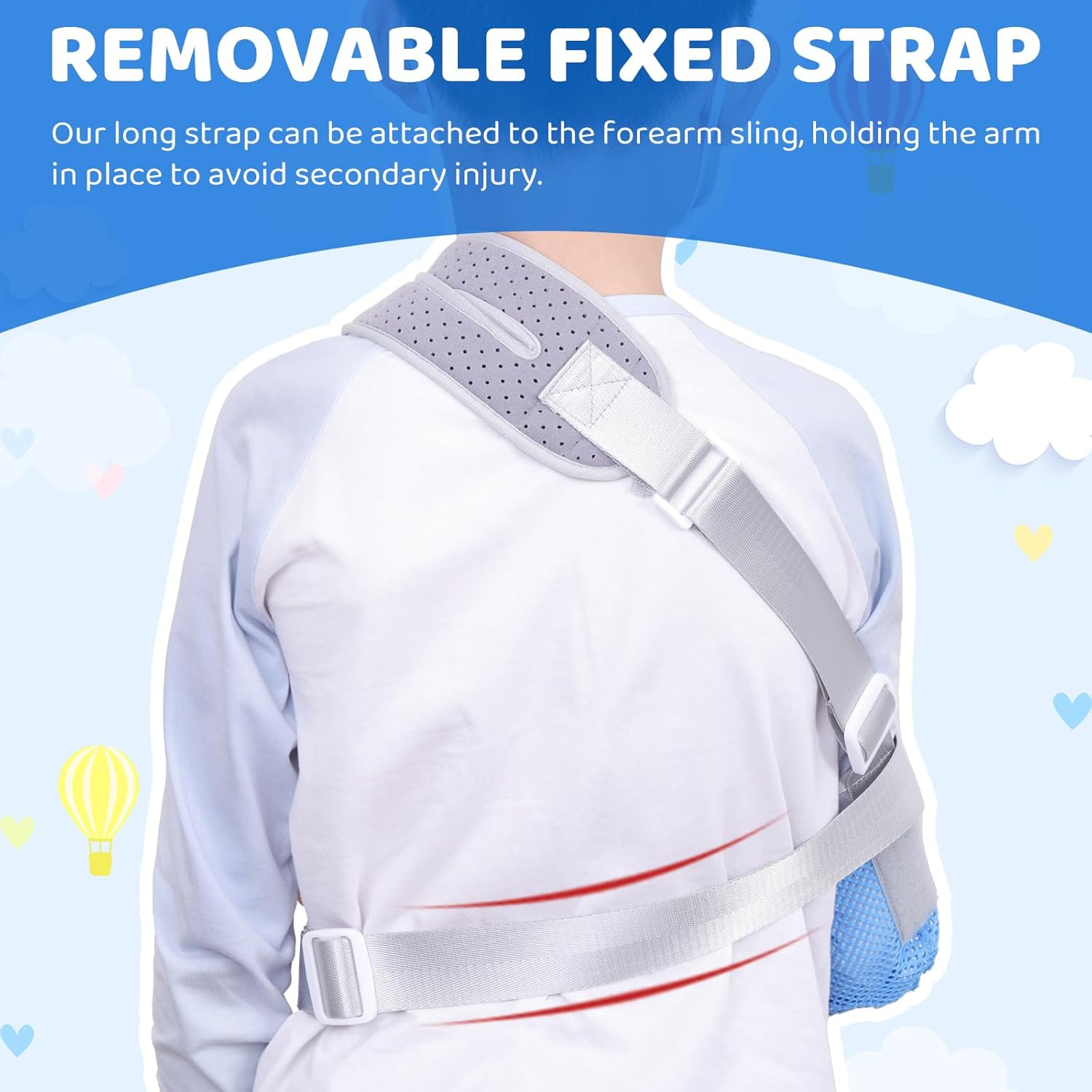 Arm Sling for Kids, Arm Brace with Support Plate, Arm Support Sling Shoulder Immobilizer for Children Shoulder Injury, Suit for Left and Right Arms, Boy and Girl(Blue,Xs) image number 3